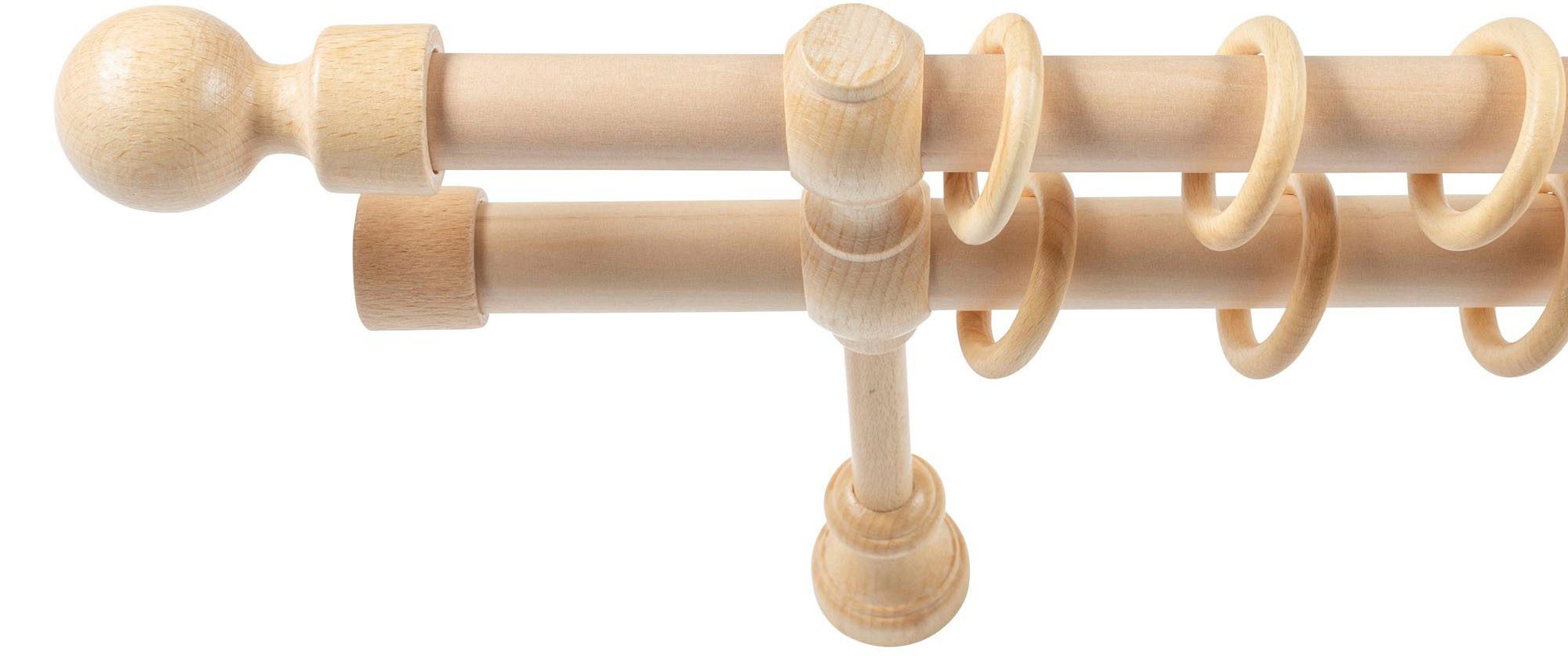SN DECO GROUP Gardinenstange Giro, 2-läufig, Fixmaß, mit Bohren, verschraubt, Holzwerkstoff, 28 mm, Holz, verschiedene Längen und Farben, Komplettset