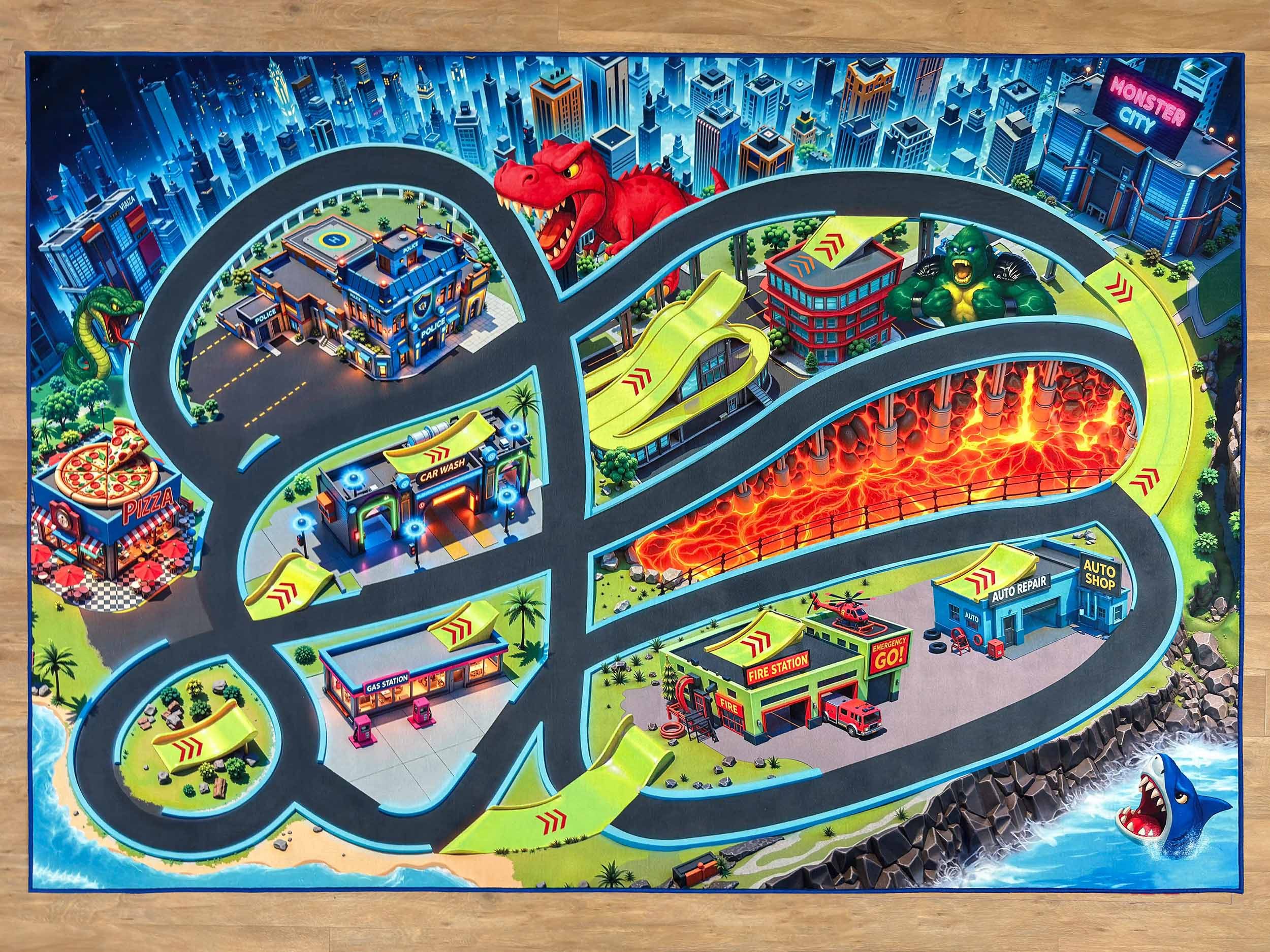 SkippiDoo Kinderteppich Straßenteppich Spielteppich Kinderzimmer Teppich günstig online kaufen