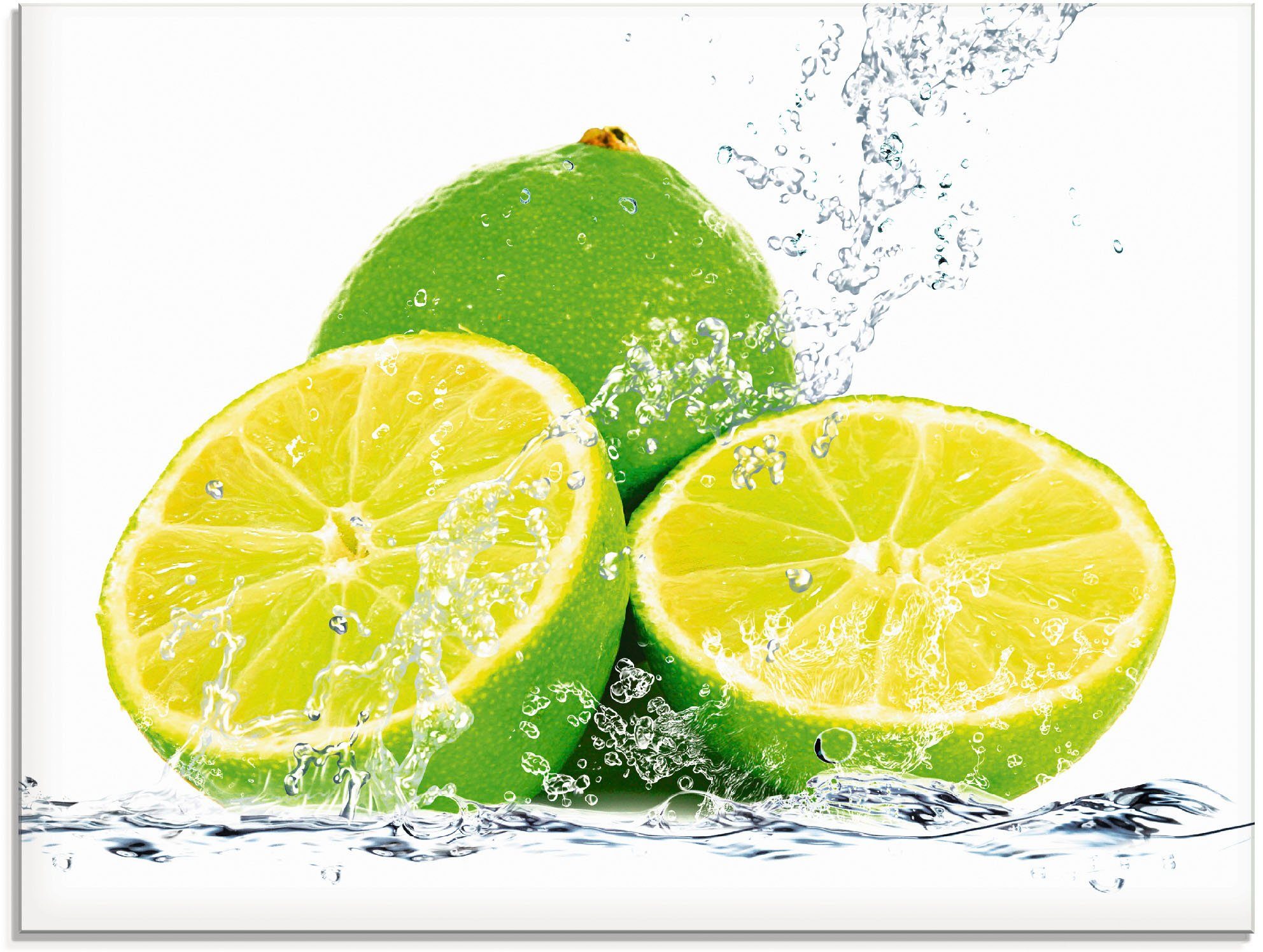 Artland Glasbild Limette mit Spritzwasser, Lebensmittel günstig online kaufen