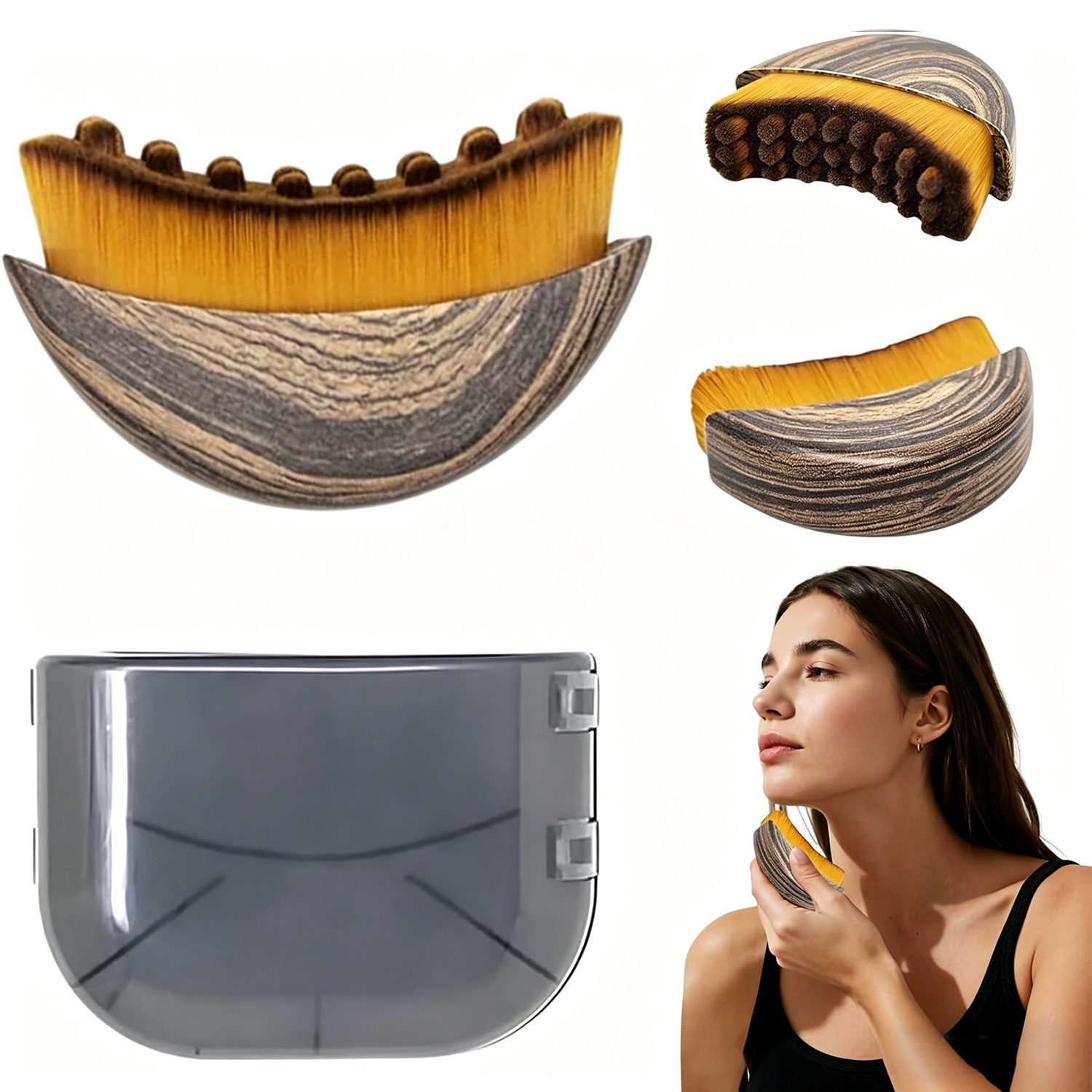 TUWENA Gesichtsmassagegerät 2 Stück Gesichtsbürste, Lymphbürsten Gesicht, Contour Face Brush, Sanfte Borsten, Lymphdrainage, für empfindliche Haut, konturstraffend