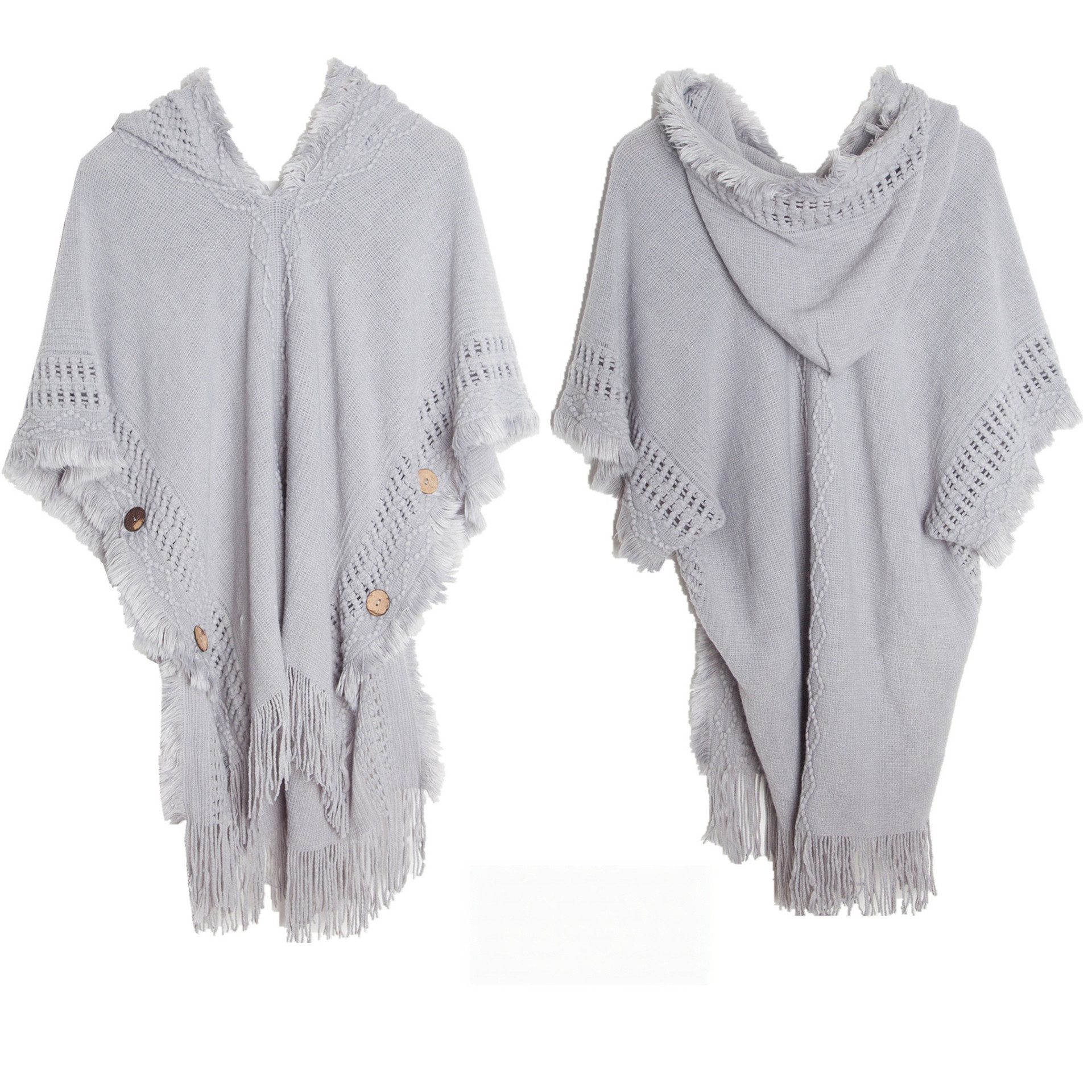 nsihing Modeschal Damen Boho Lange Poncho, Winter Warm Umhang, Damen Strick-schal mit Quasten für Herbst und Winter