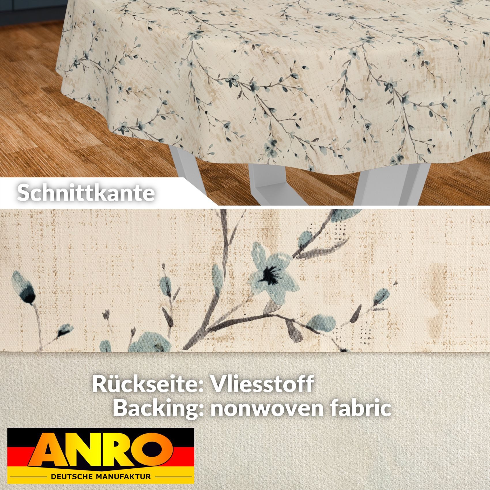 ANRO Tischdecke Wachstuch abwaschbar Kiev Tischwäsche Gartentischdecke (Einzelstück 1-tlg), wasserabweisend pflegeleicht Vintage Beige Rund 120cm