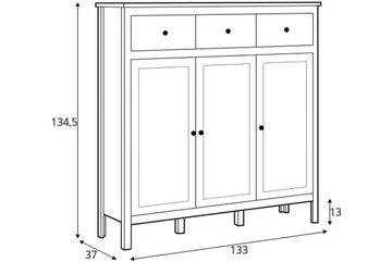 Konsimo Kombikommode FARGE Kommode, mit Türen, mit Schubladen, Metallkugelgriffe, 3 geräumige Schubladen