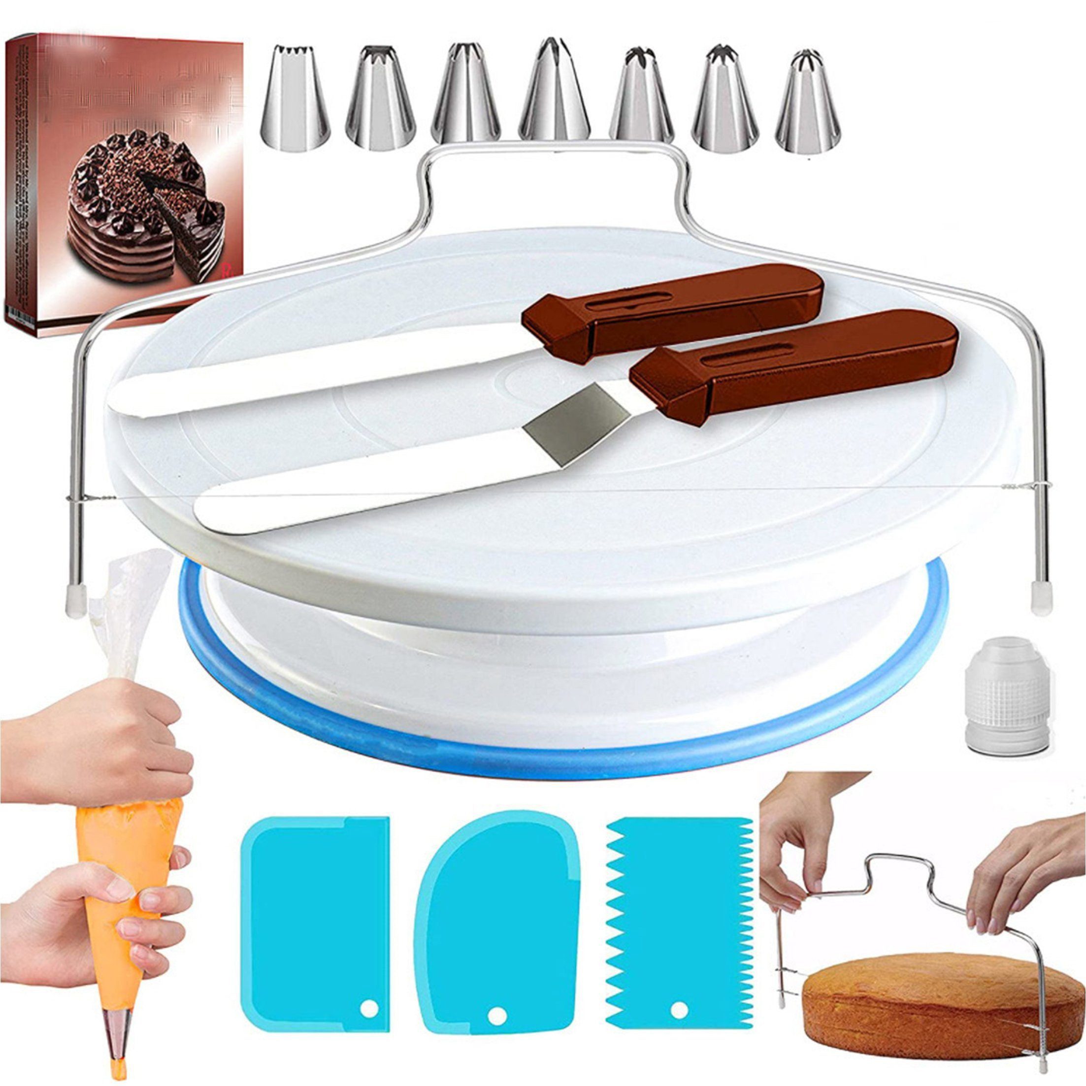 Tortenwerkzeug DIY-Kuchenset Kuchendrehscheibe Spachtel und Gebäckwerkzeug 35 Stück
