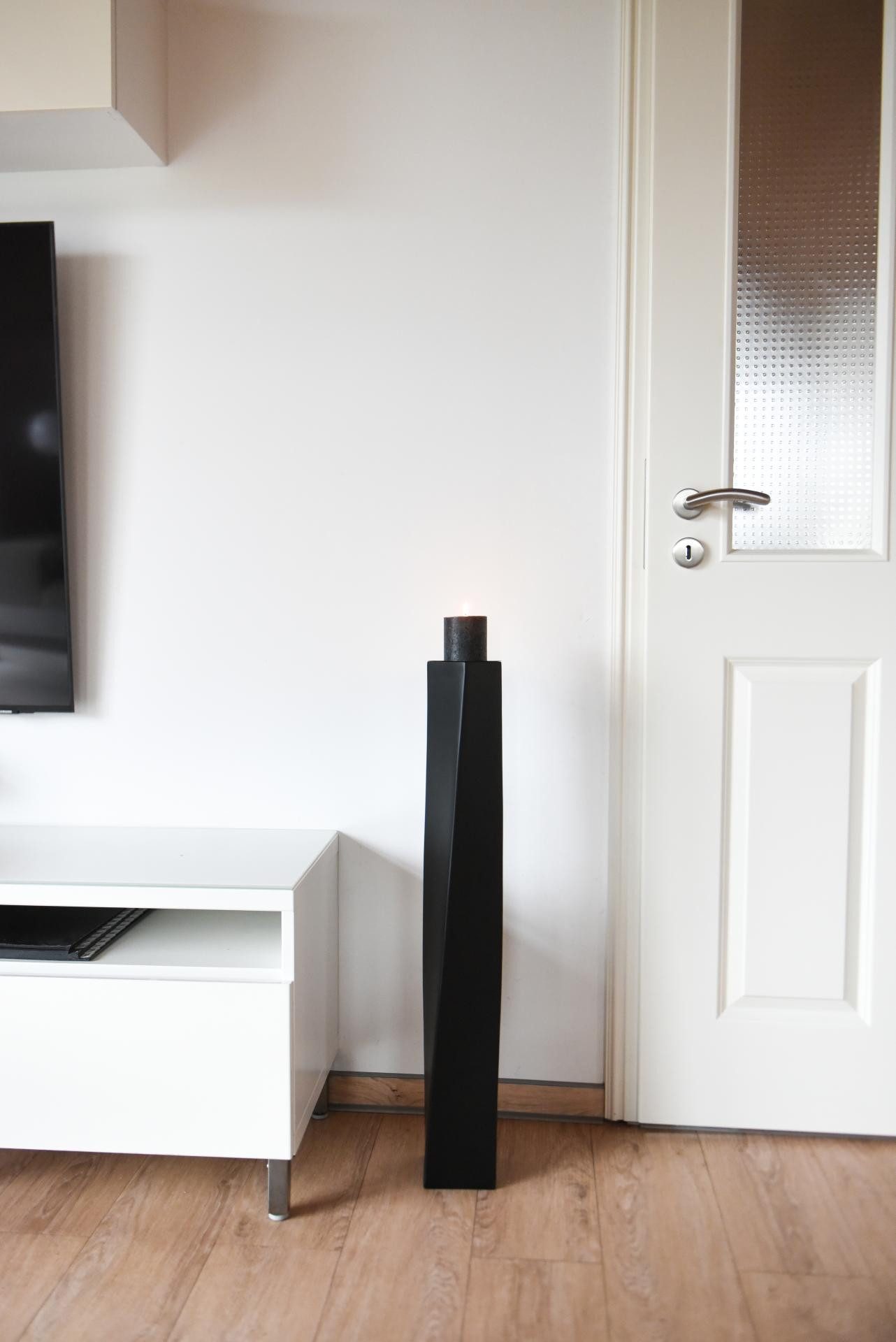 VIVANNO Bodenvase Kerzenständer Standkerzenhalter Fiberglas Schwarz Matt HYDRON -