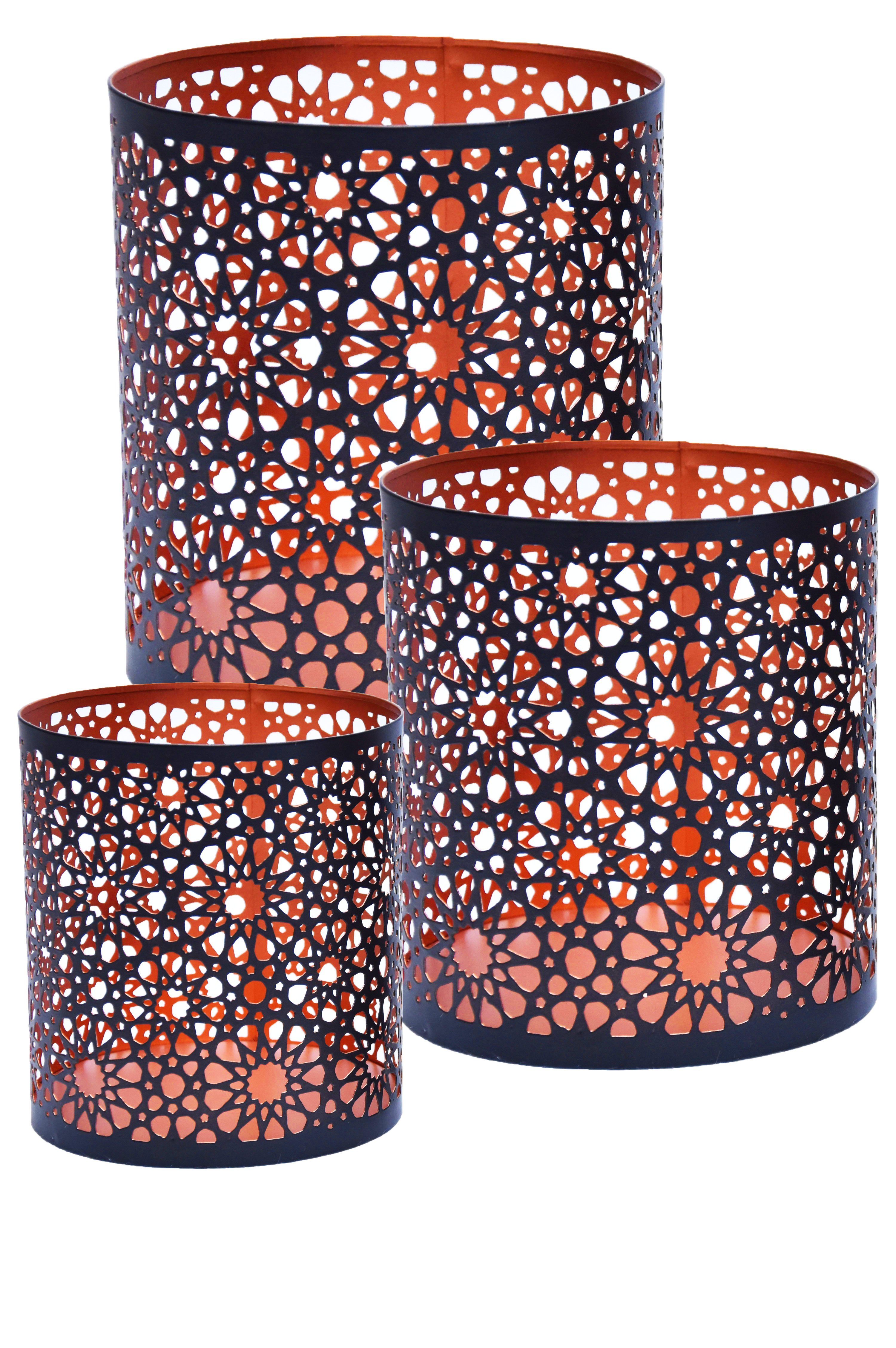 Marrakesch Orient & Mediterran Interior Teelichthalter 3er Set Marokkanisches Windlicht Adiba Teelichthalter Metall 14 cm (3 St), Handarbeit