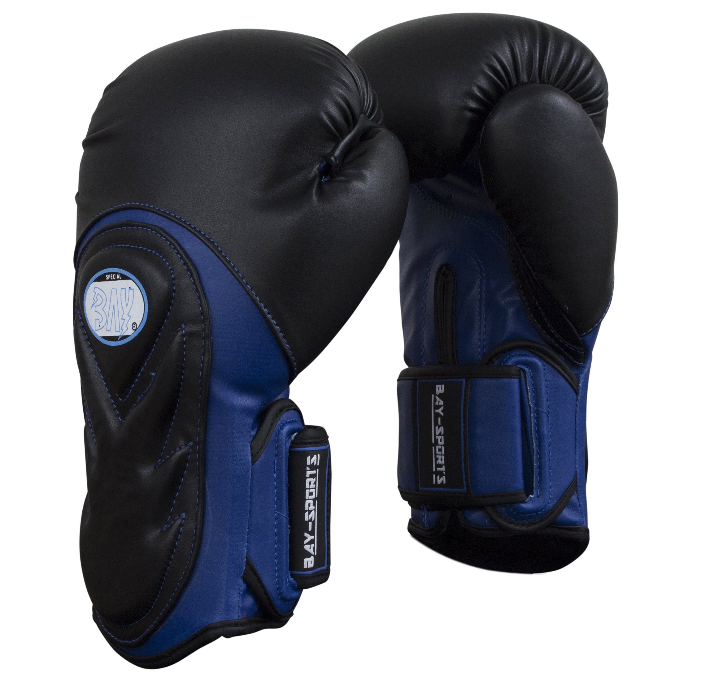 BAY-Sports Box-Handschuhe Boxhandschuhe Boxen schwarz/blau Kickboxen Style Bad