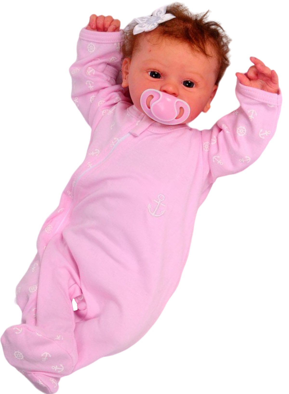 La Bortini Strampler Baby Schlafanzug mit Kratzschutz in Rosa mit Anker Muster aus reiner Baumwolle, 44 50 56 62 68 74 80 86 92 98