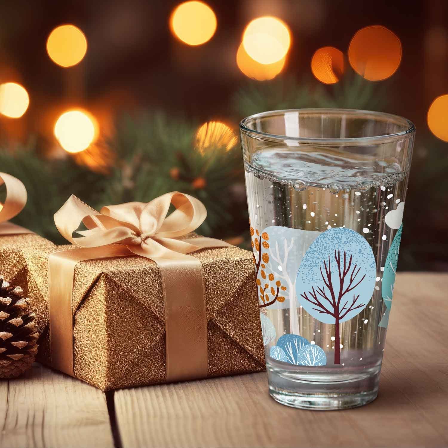 GRAVURZEILE Glas mit UV - Winterbäume Jungen Kinder für - und Weihnachtsdeko Weihnachtszeit Mädchen, Weihnachtsmotiv, Wichteln Geschenke Druck als und - Zur für zum Geschenk