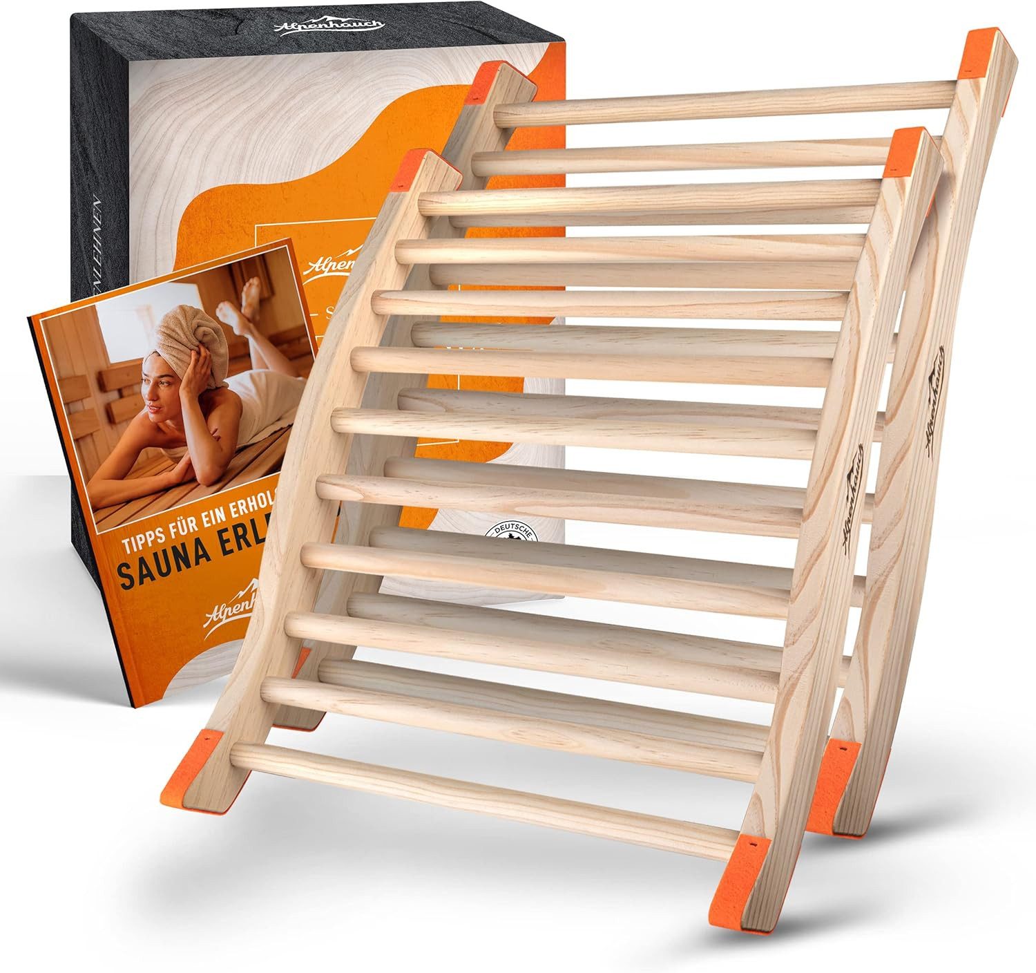 Alpenhauch Sauna-Rückenlehne - Ergonomische S-Form Rückenstütze aus Naturholz, 2er-Set, 100% Naturholz, ergonomisches Design, rutschfest