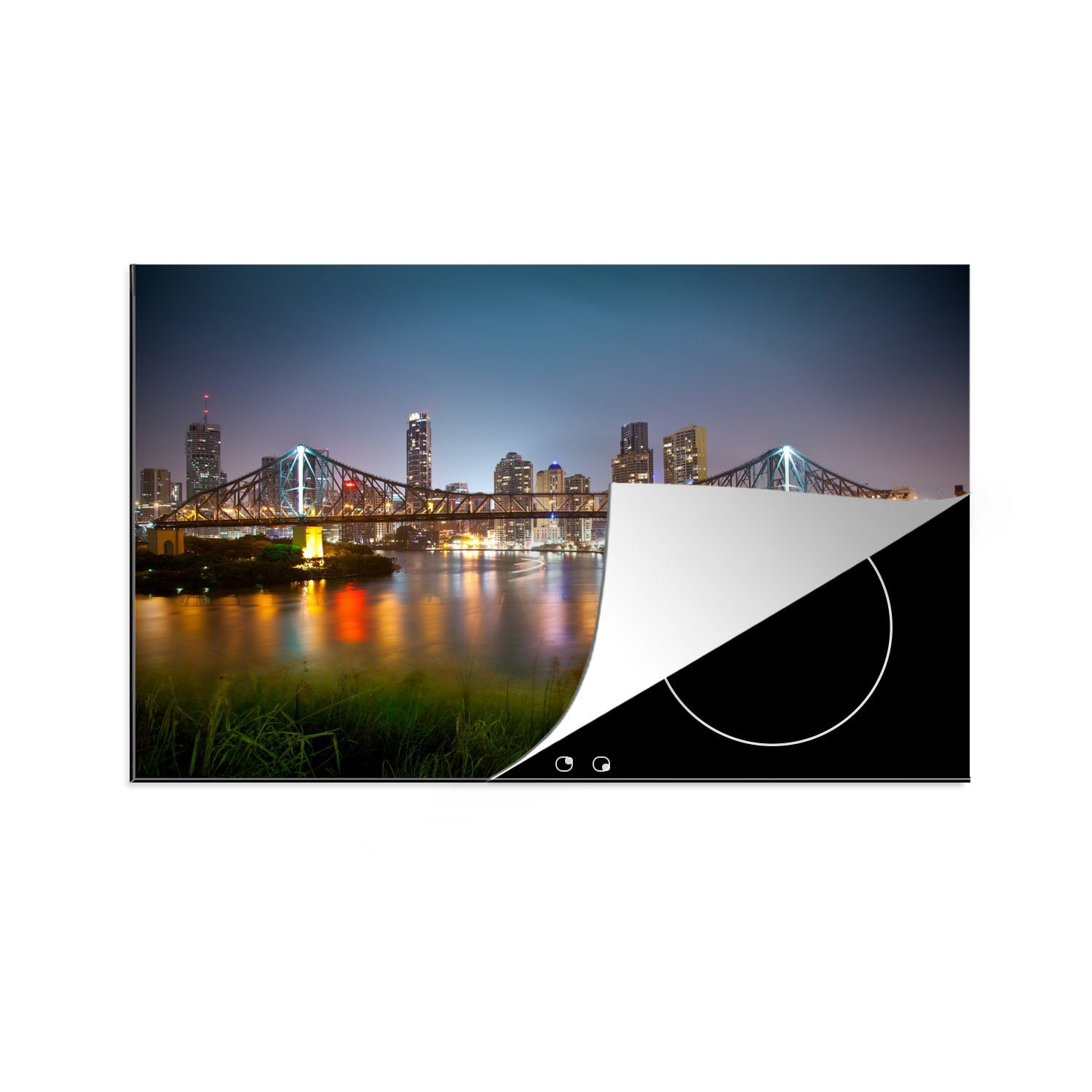 MuchoWow Herdblende-/Abdeckplatte Story Bridge über den Brisbane River in Australien, Vinyl, (1 tlg), 81x52 cm, Induktionskochfeld Schutz für die küche, Ceranfeldabdeckung