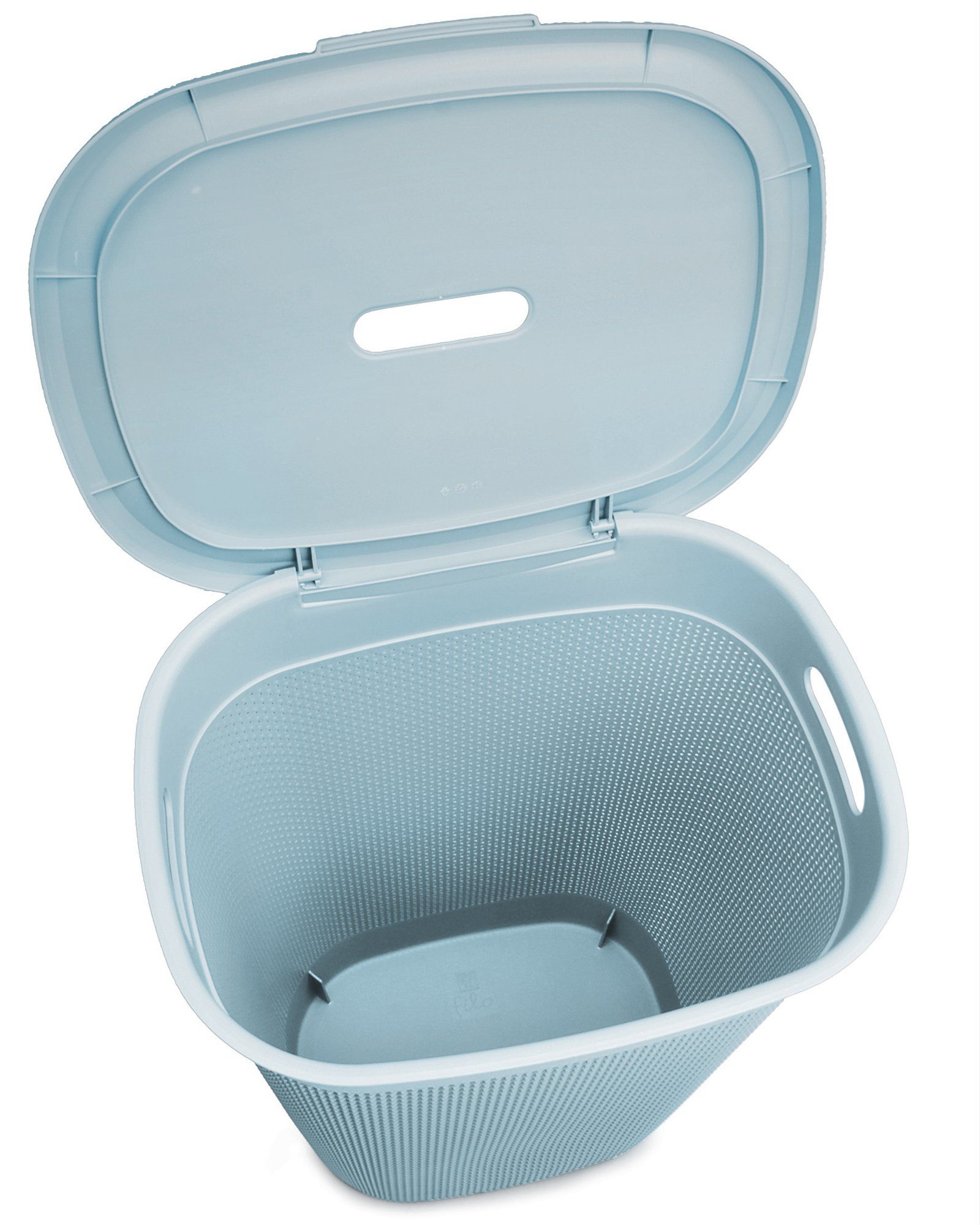 Wäschebox Kunststoff 55 edle Verarbeitung Wäschekorb italienisches aus Design, gut ONDIS24 Blau Filo Liter, belüftet, neues