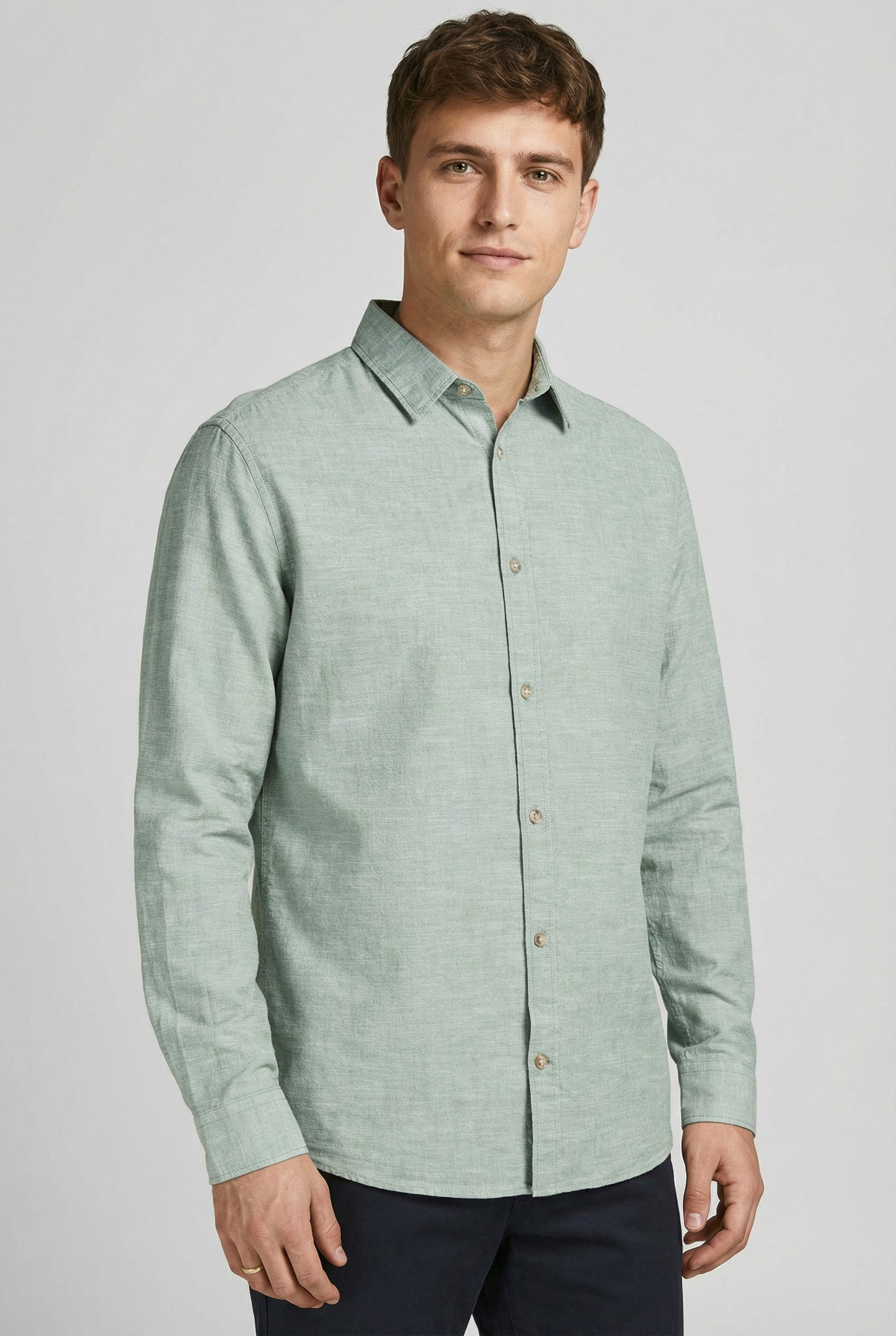 Jack & Jones Langarmhemd JJESUMMER LINEN BLEND SHIRT L/S SN Baumwollmischung, regular fit
