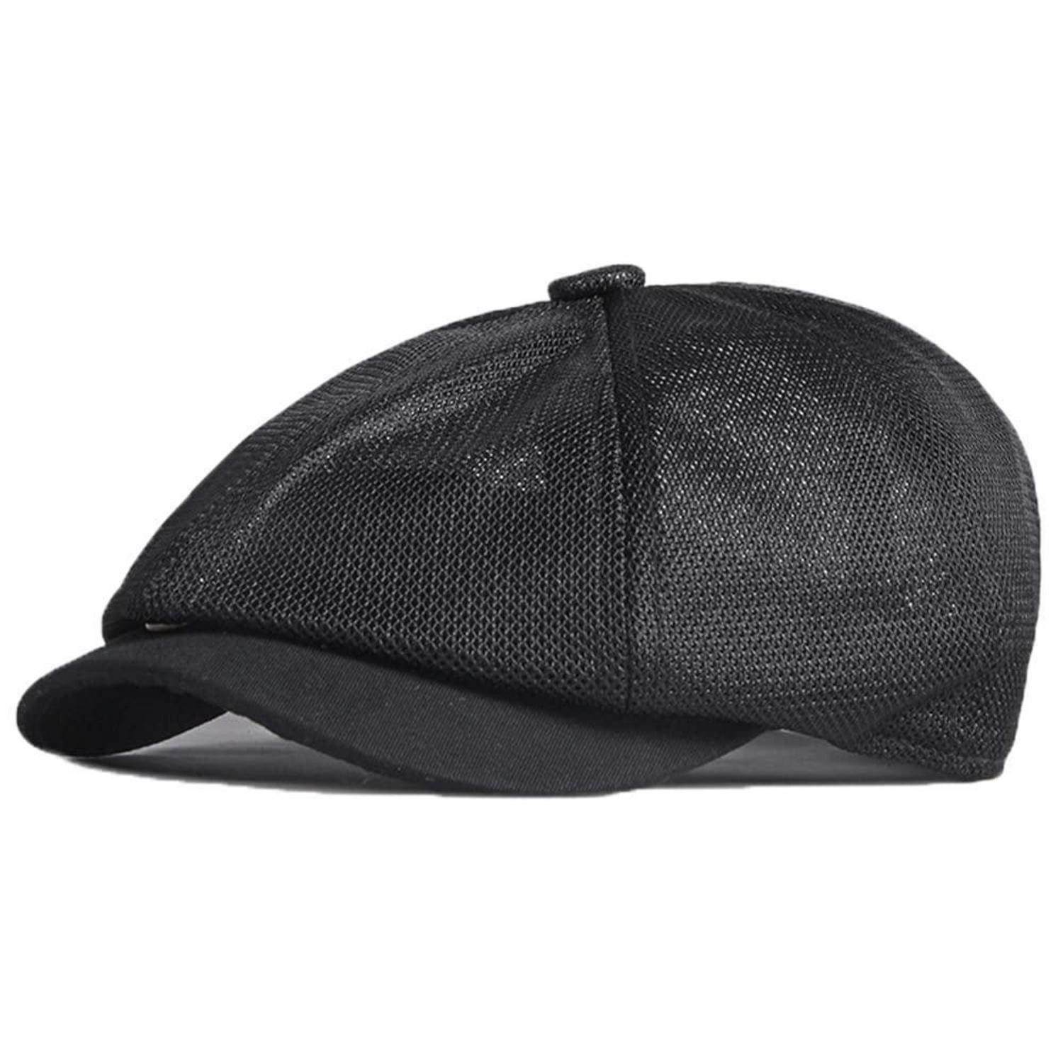 LuxusKollektion Schiebermütze Schiebermütze Herren Damen Mesh Flatcap Einheitsgröße 1 Schwarz