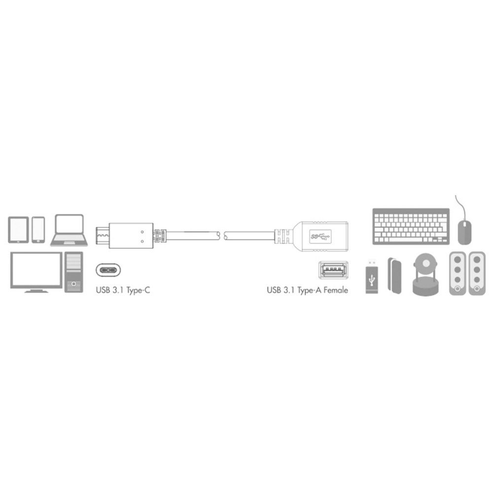 LogiLink LogiLink USB 3.2 Gen 1 (USB 3.0) Adapter [1x USB-C® Stecker - 1x USB 3 USB-Adapter, 15.00 cm