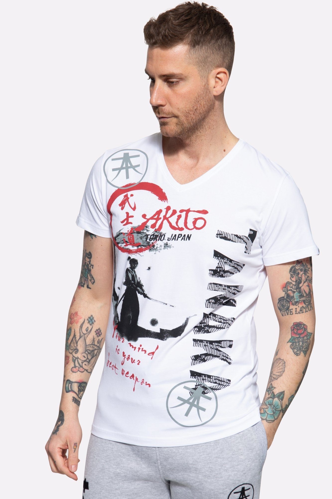 Akito Tanaka T-Shirt Strong mit Print weiß