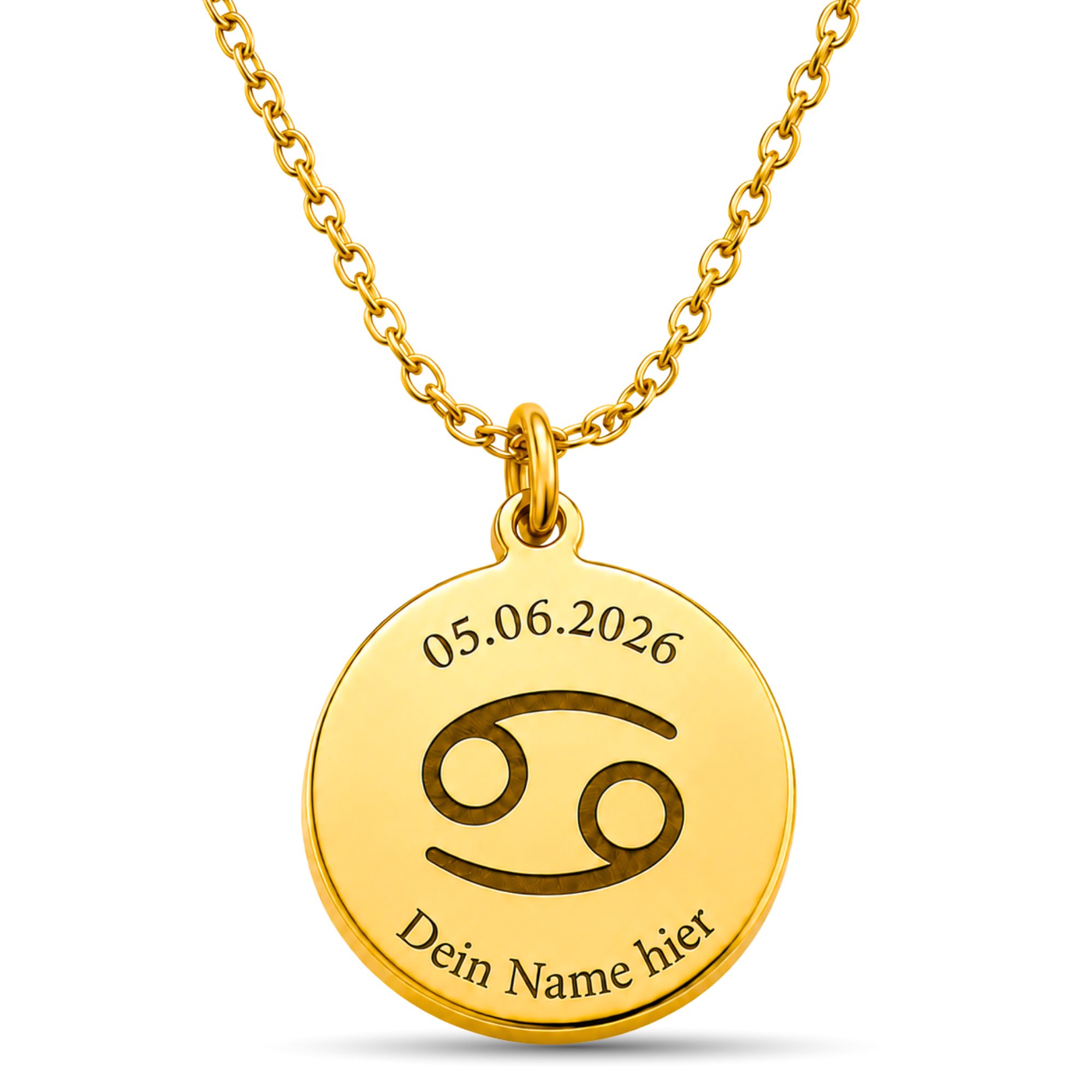 BS Schmuckdesign Kette mit Anhänger mit Gravur Personalisierte Halskette Damen Sternzeichen Name Datum Gravur (persönliche Gravur), inkl. Geschenkbox