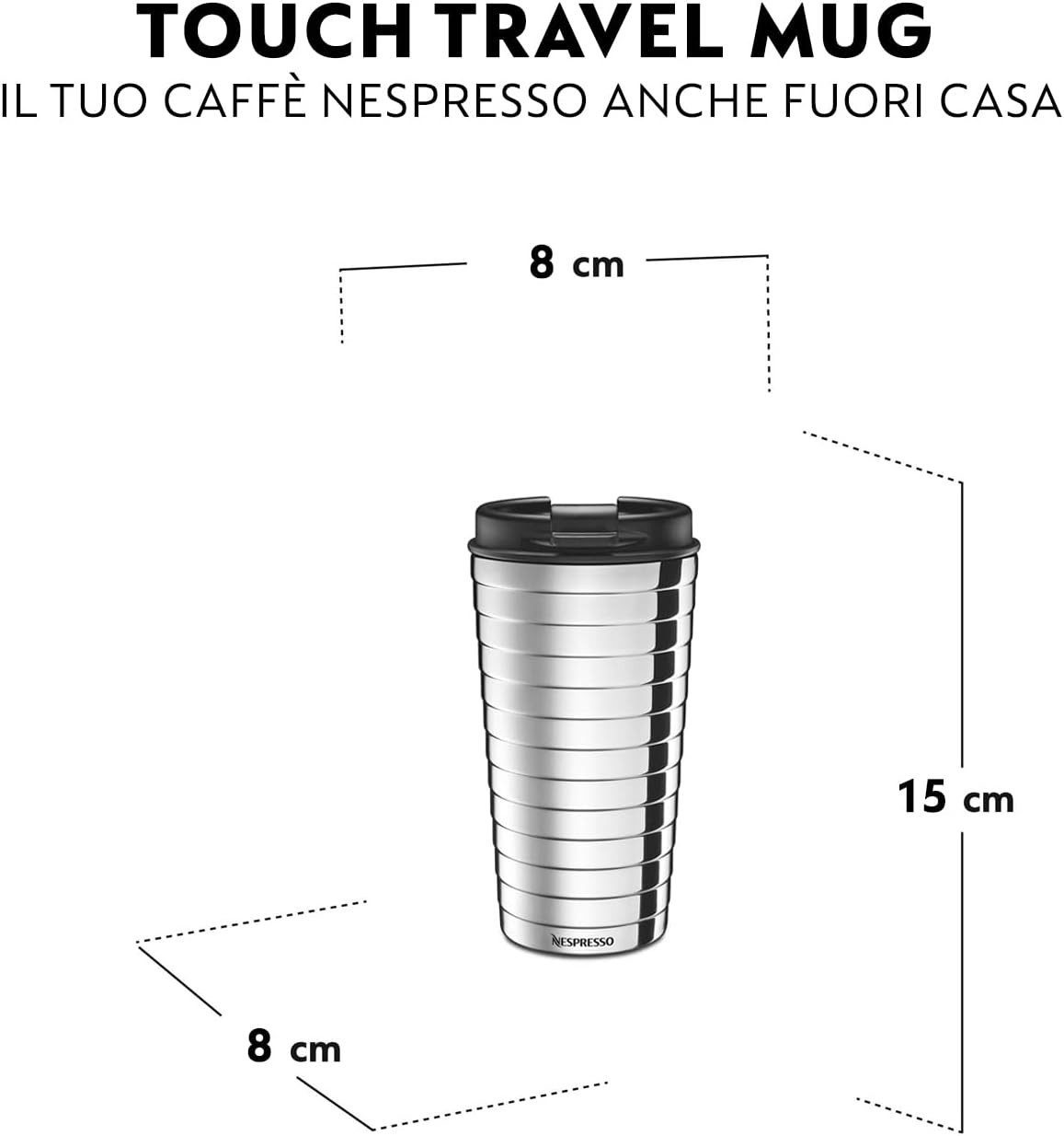 NESPRESSO Thermobecher TOUCH Travel Mug 345ml, Edelstahl Auslaufsicher