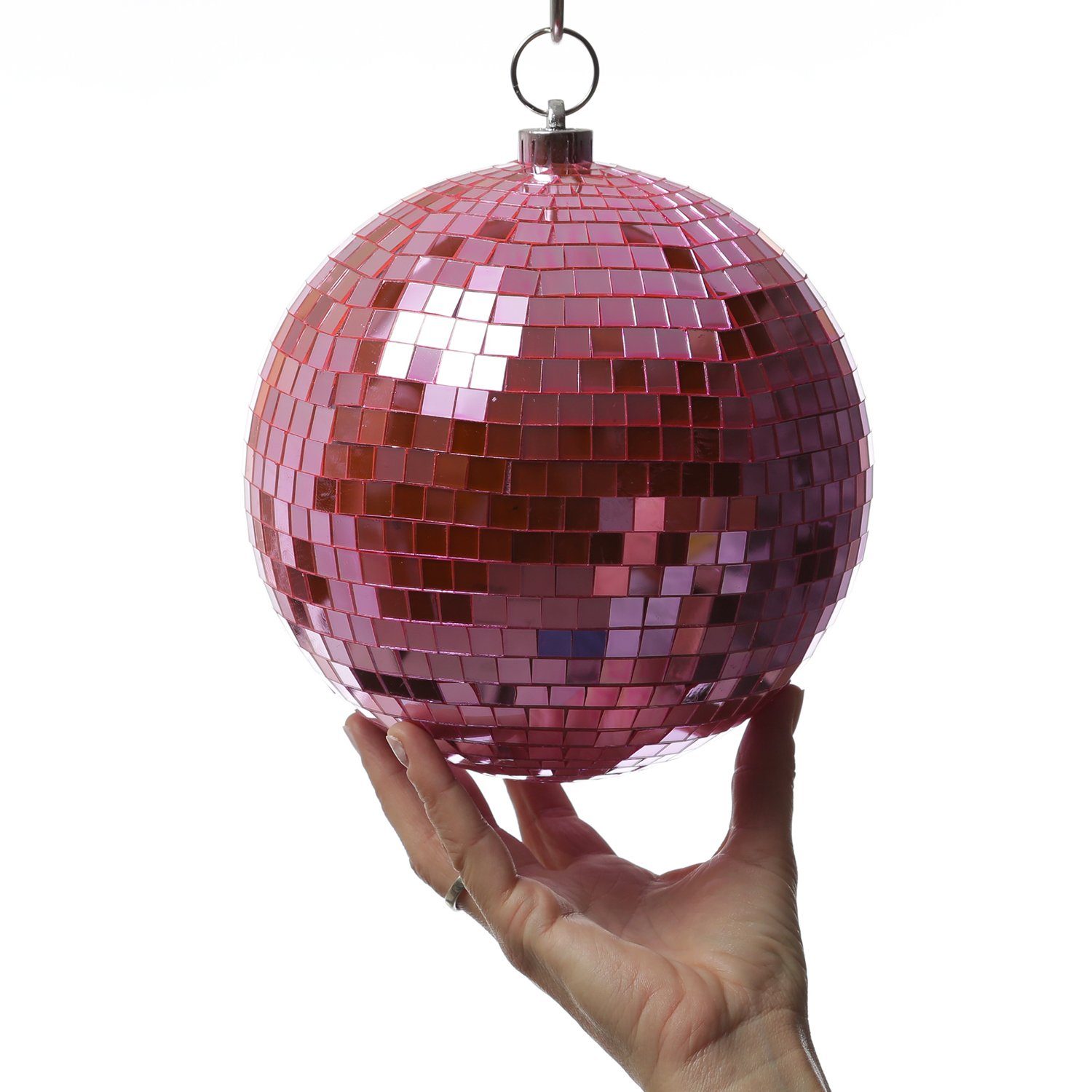 SATISFIRE Discolicht Spiegelkugel 20cm hellrosa Discokugel Mirrorball Party Disko Deko
