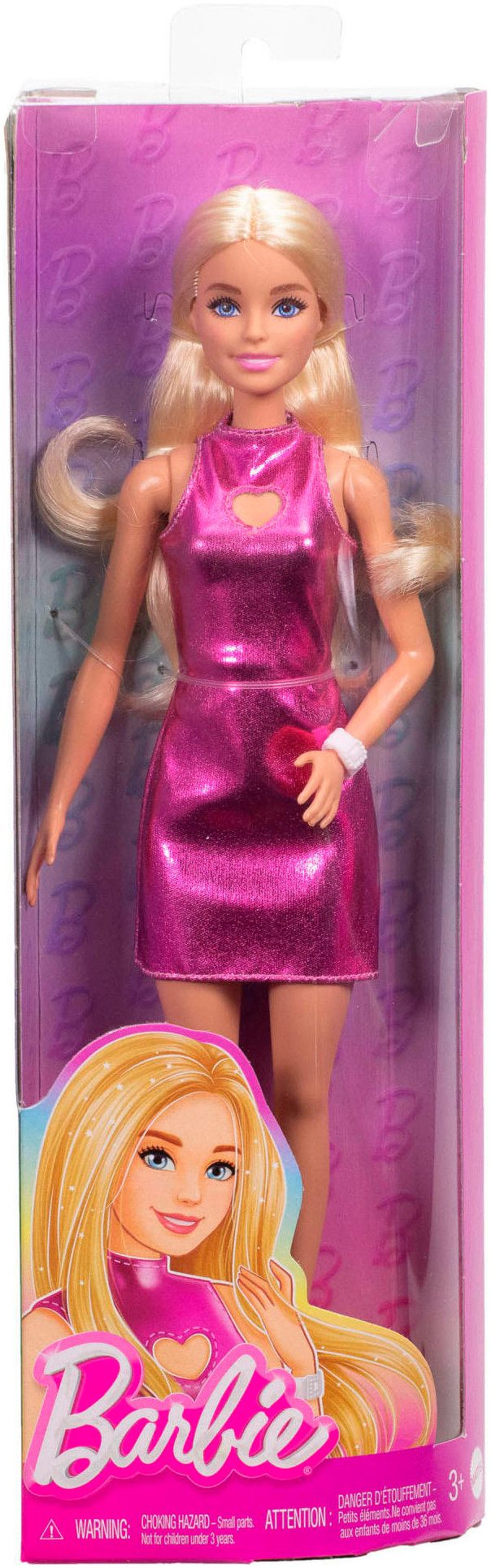 Barbie Anziehpuppe Fashionistas Nr. 230, mit rosa Metallic-Minikleid, blond günstig online kaufen