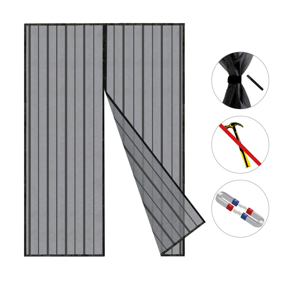 Sekey Insektenschutz-Tür Magnet Fliegengitter Tür ohne Bohren Insektenschutz Magnetvorhang, 160x235cm für Balkontür, Terrassentür, Kellertür