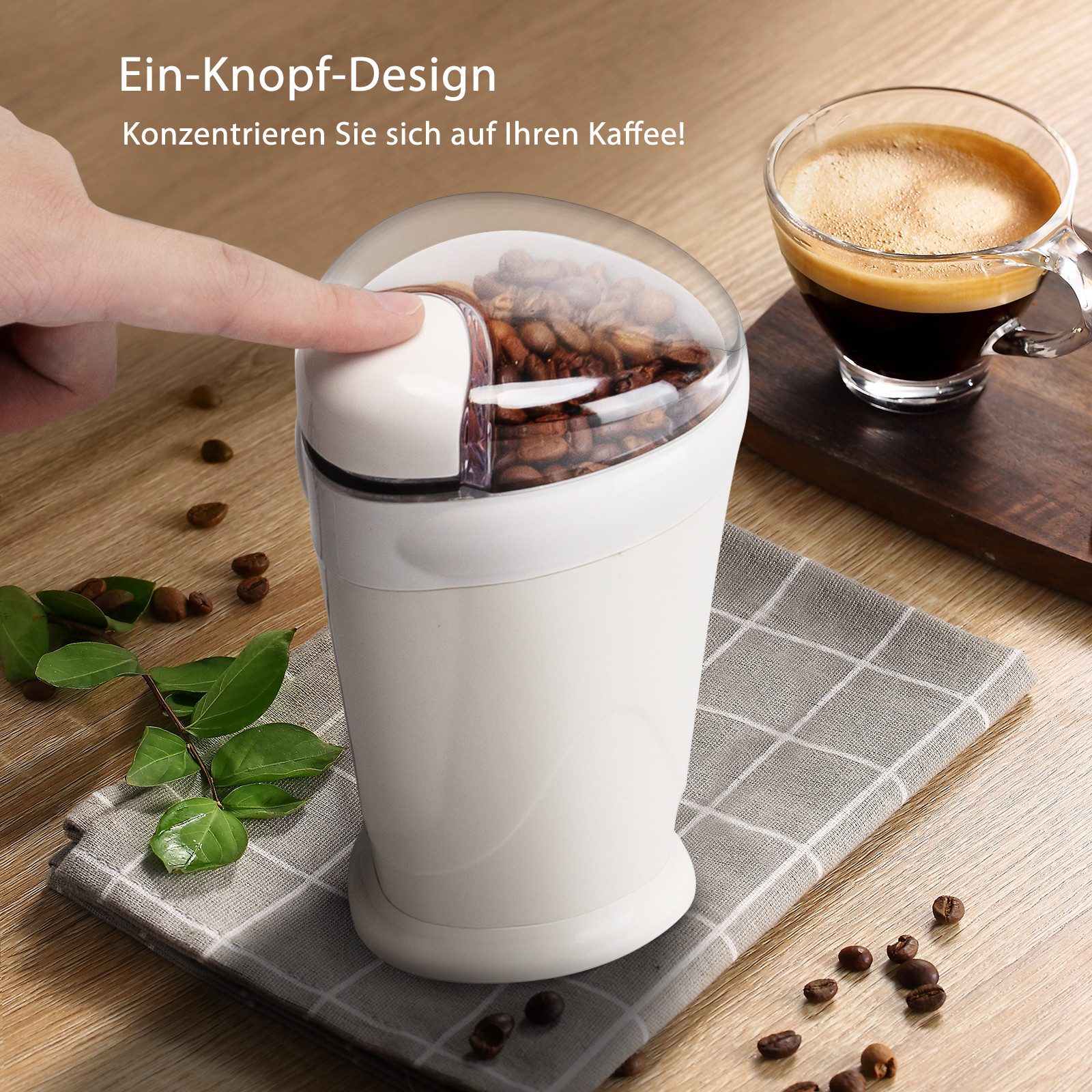 Aigostar Kaffeemühle Elektrisch Gewürzmühle Kaffee Mühle, Elektrische Propellermühlen, 200 W, Edelstahl Schlagmesser, 60,00 g Bohnenbehälter, Versions-Upgrades, 150 W & 200 W nach dem Zufallsprinzip ausgeliefert