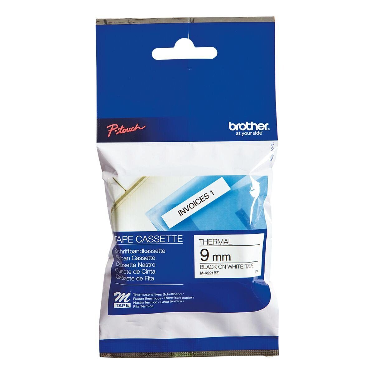 Brother Beschriftungsband M-K221, M-Tape 9 mm x 8 m, für P-Touch