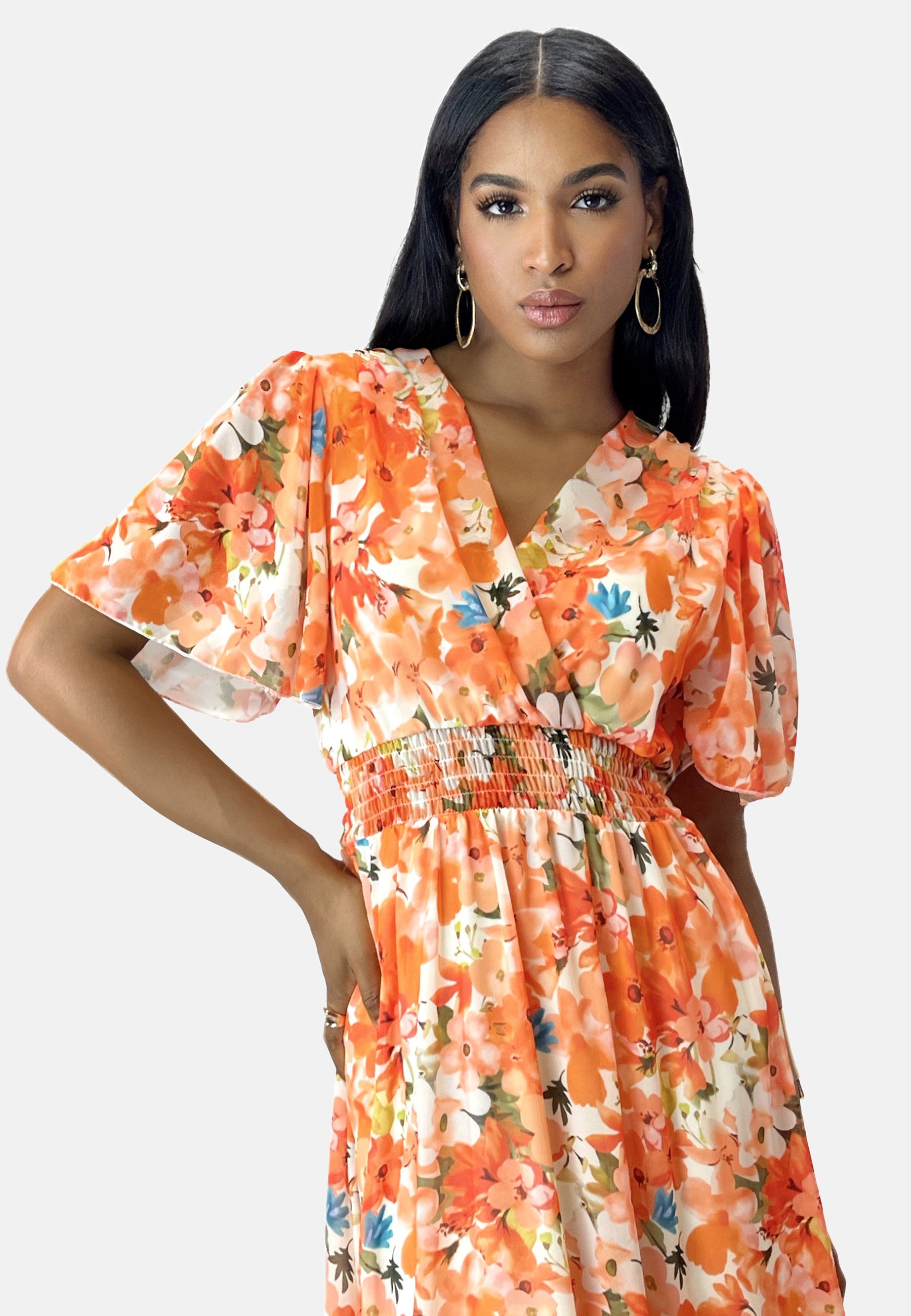 Elara Maxikleid Sommer-Maxikleid mit V-Ausschnitt