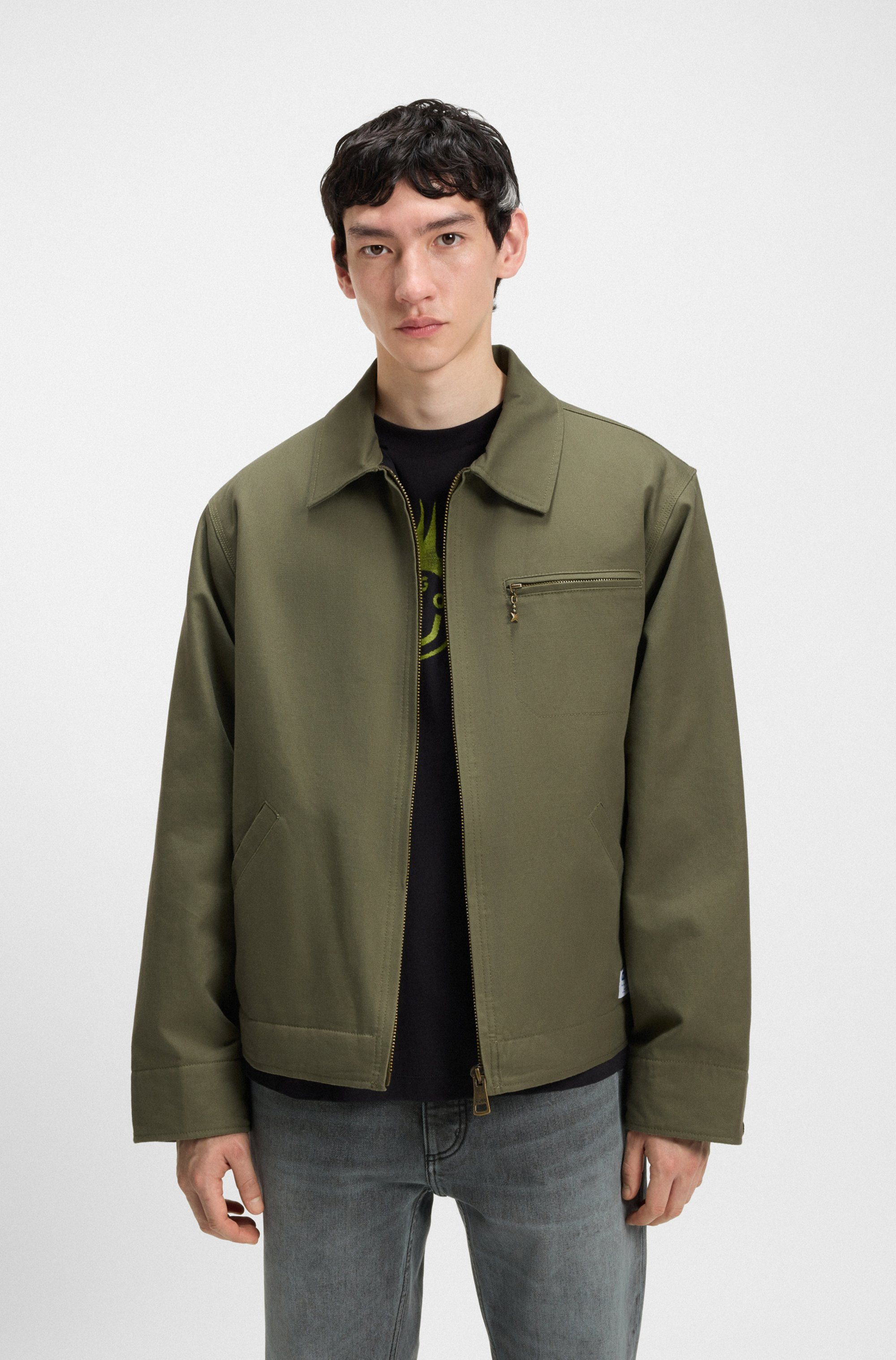 HUGO Blue Canvasjacke Blake leicht wattiert, regular fit Overshirt Übergang günstig online kaufen