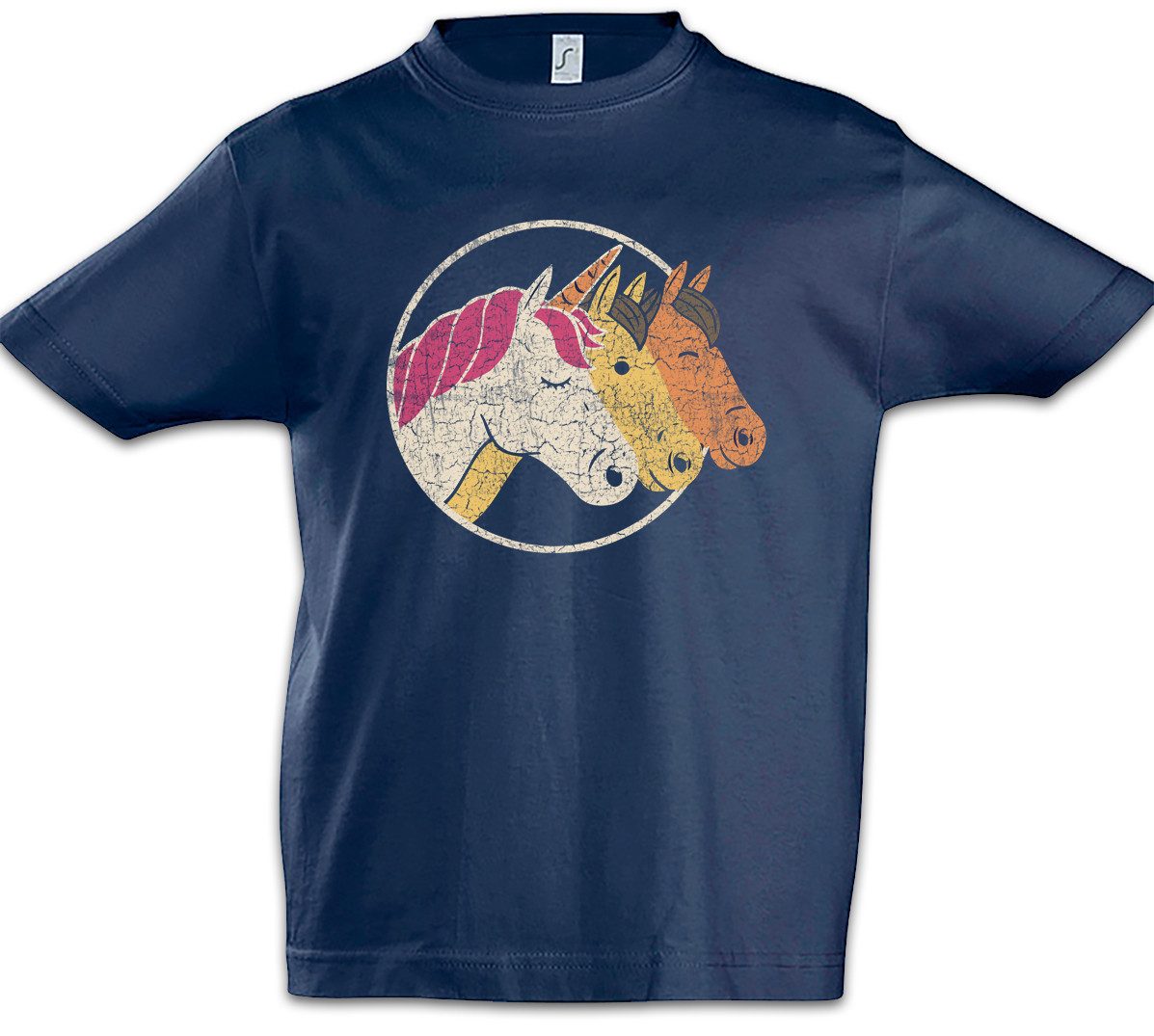 Print-Shirt Unicorn & Horses Kinder T-Shirt Einhorn Regenbogen Horn Rainbow Fun