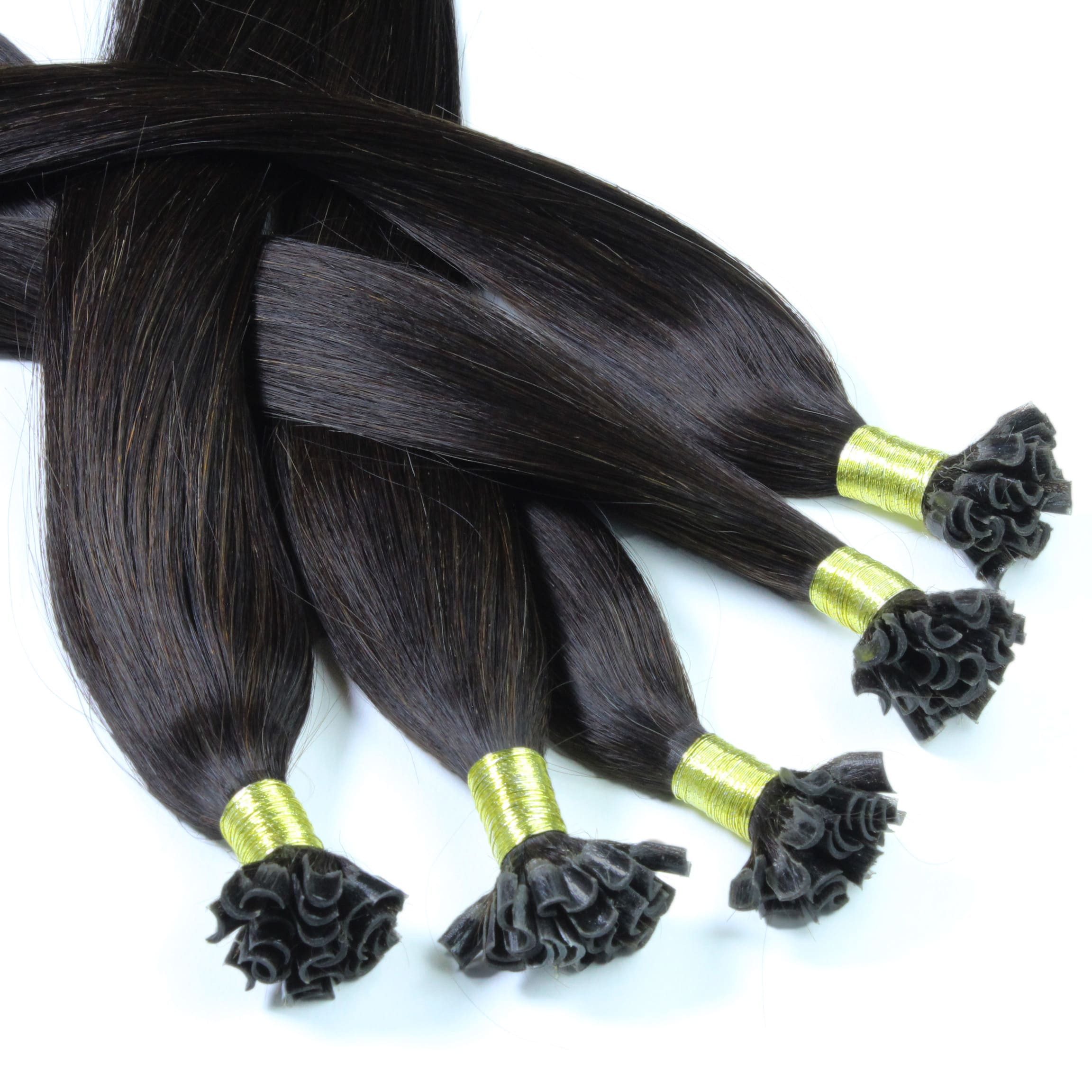 hair2heart Echthaar-Extension Bonding Extensions - glatt #4/0 Dunkelbraun 0.5g 60cm