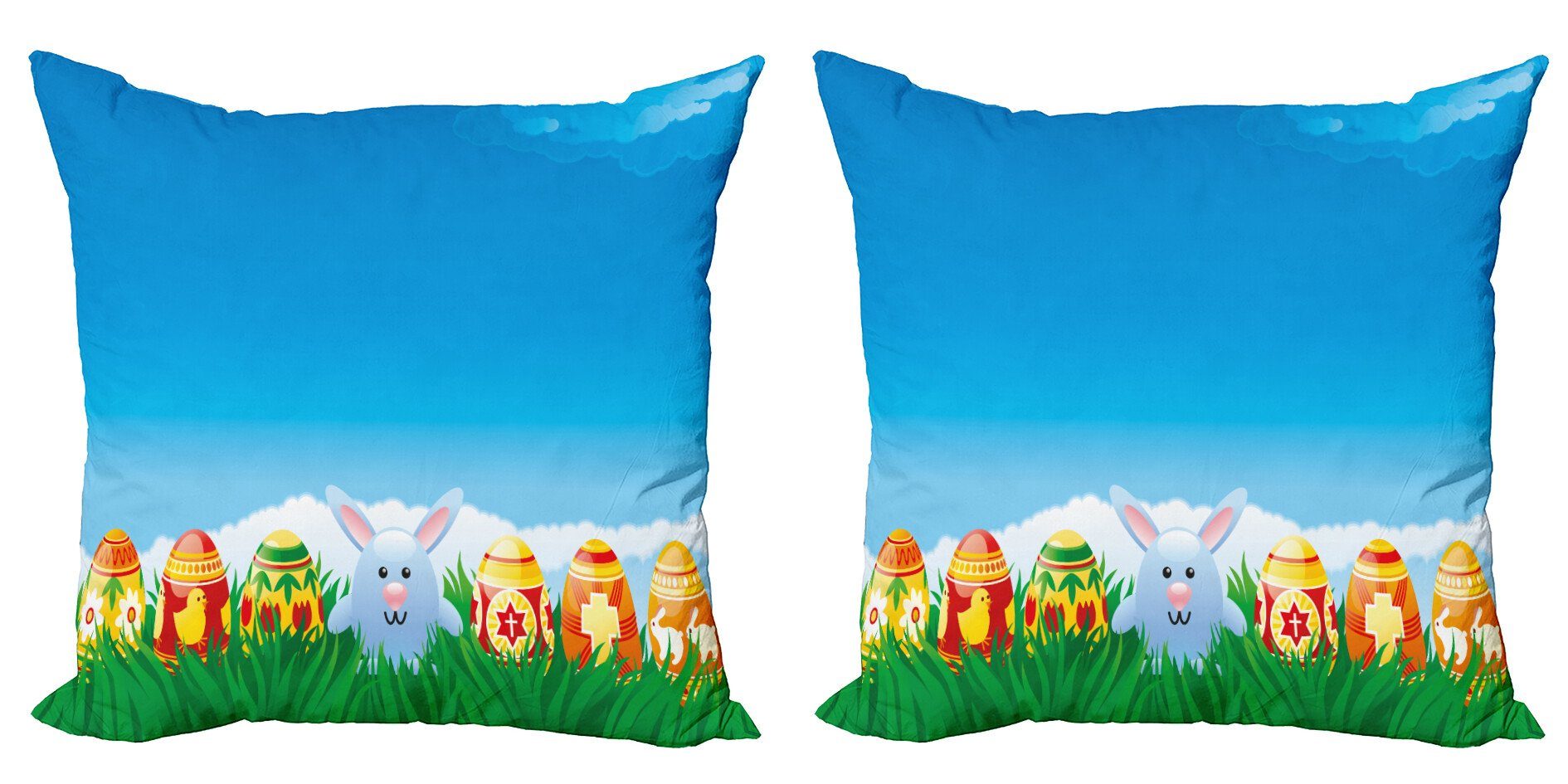 Kissenbezüge Modern Accent Doppelseitiger Digitaldruck, Abakuhaus (2 Stück), Osterhase Cartoon Ostern Kaninchen