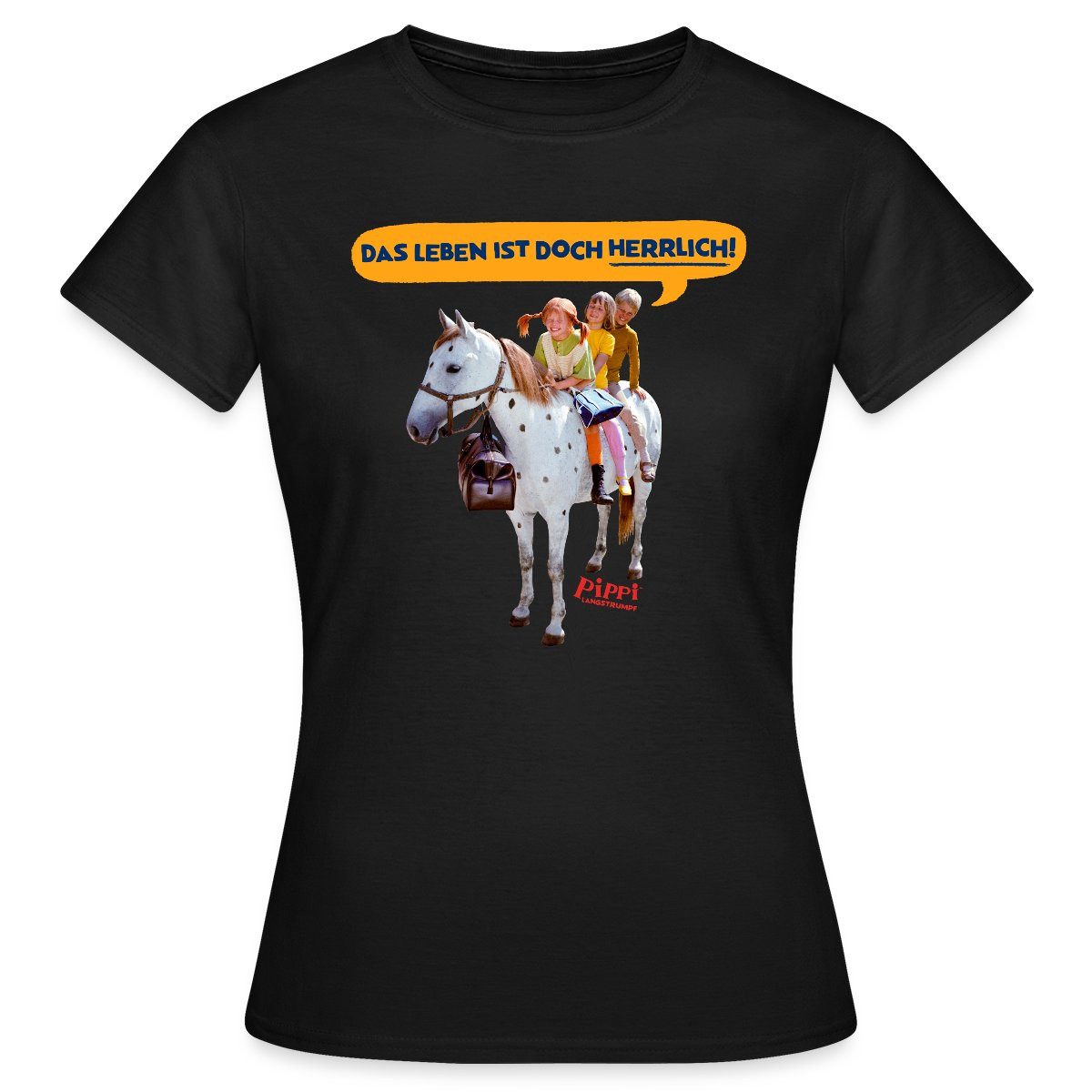 Spreadshirt T-Shirt Pippi Langstrumpf Pippi Mit Tommy Und Annika Frauen T-Shirt (1-tlg)