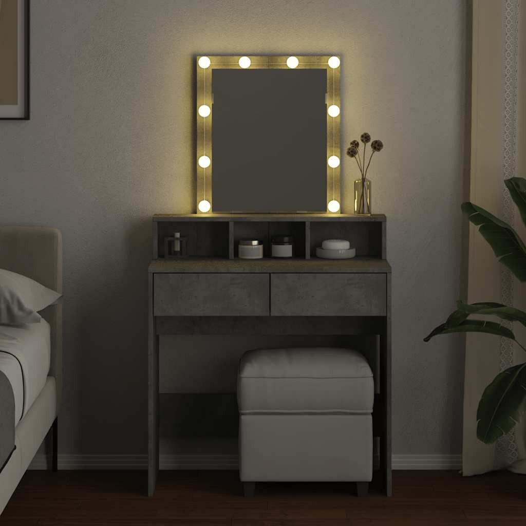 vidaXL Schminktisch Schminktisch mit LED-Beleuchtung Betongrau günstig online kaufen