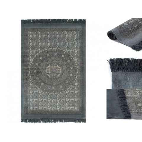 Teppich Kelim-Teppich Baumwolle 120x180 cm mit Muster Grau Teppich, vidaXL, Höhe: 180 mm