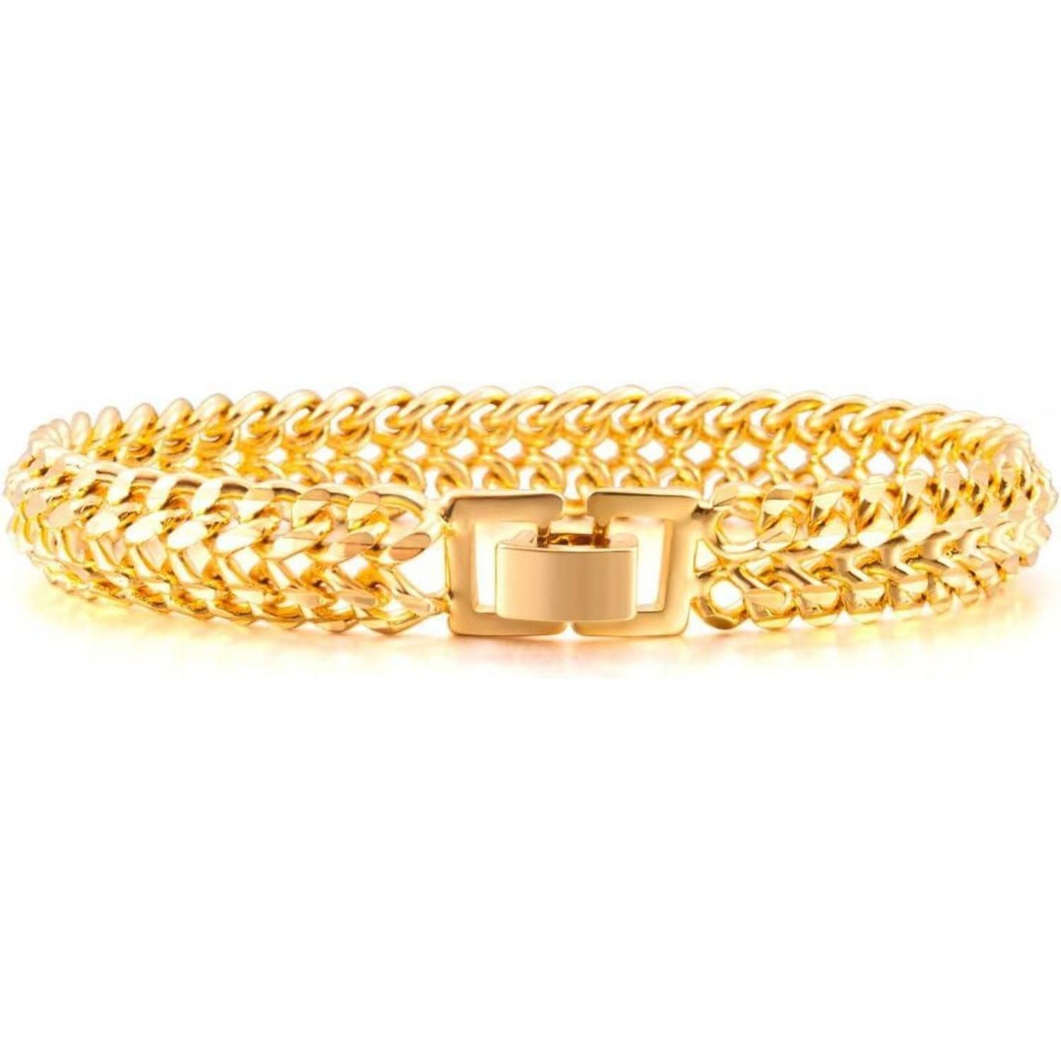 LuxusKollektion Gliederarmband Herren Edelstahl Armband Fahrradkette Biker Motorradkette Gold 21.5 cm