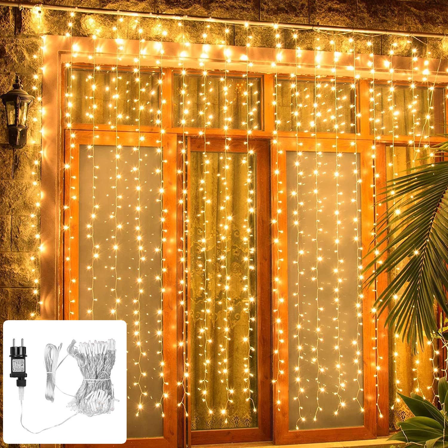 LMaxhome LED-Lichtervorhang 3Mx3M Fenster Weihnachtsfeier Innen günstig online kaufen