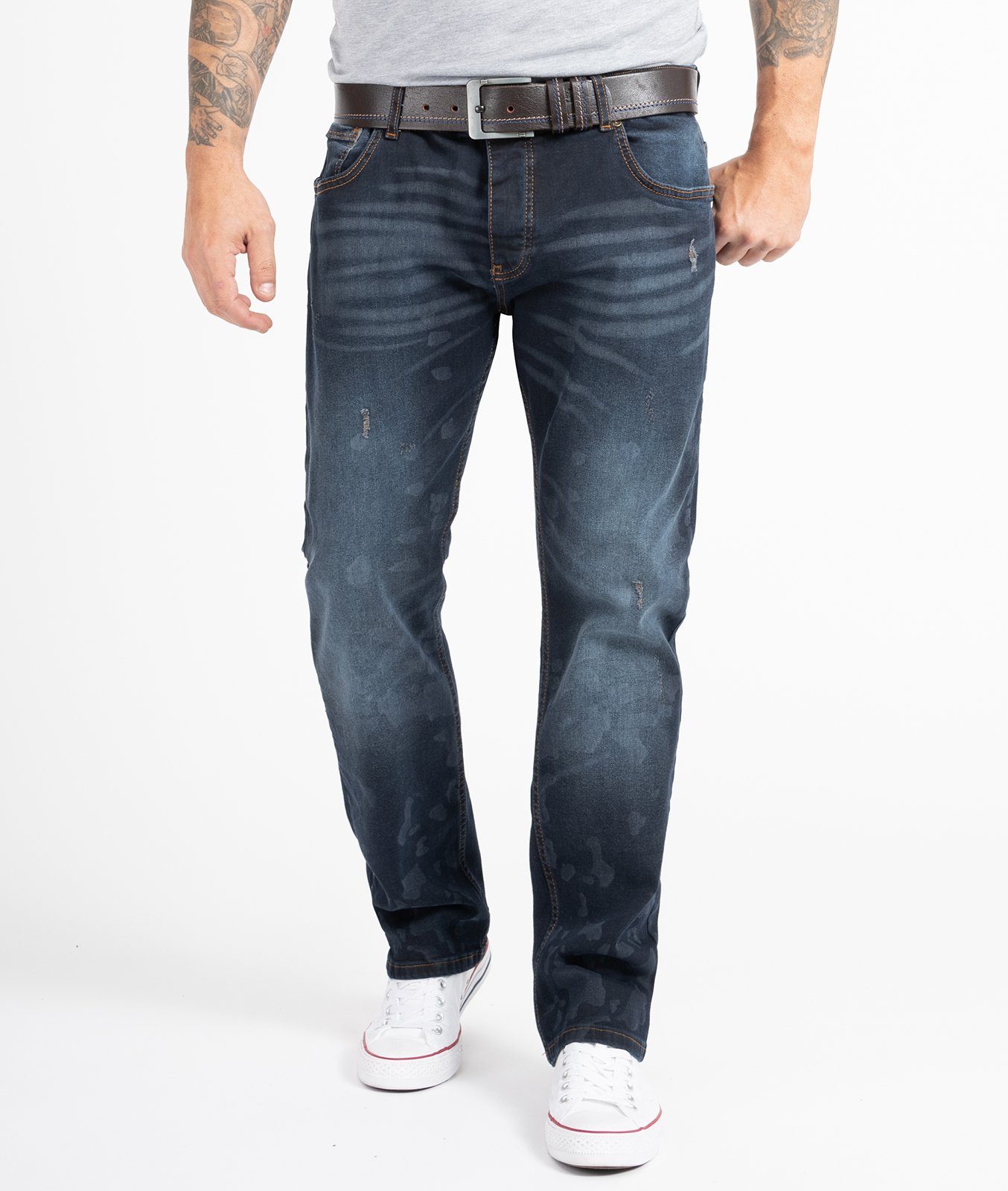 Regular-fit-Jeans Herren Jeans Stonewashed Denim RC-2269