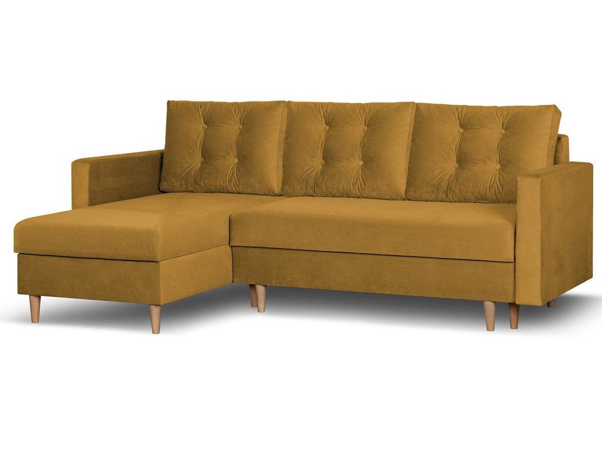 Beautysofa Ecksofa mit Schlaffunktion Sigurd L, Klassisches Design, Skandinavischer Stil, mit Bettkasten
