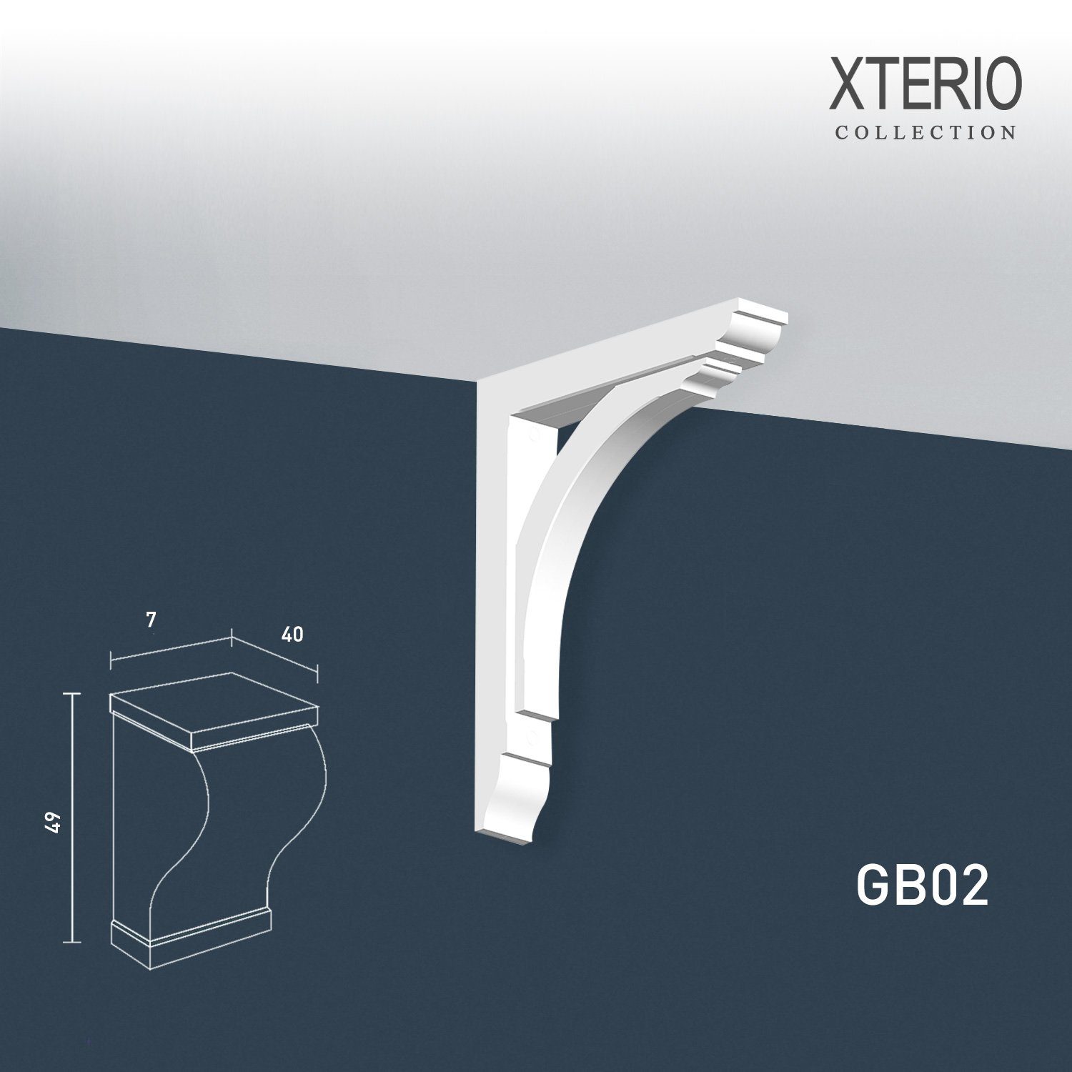 Wanddekoobjekt GB02 XTERIO Wandhalter für Vordach Fassadenkonsole Zierlement