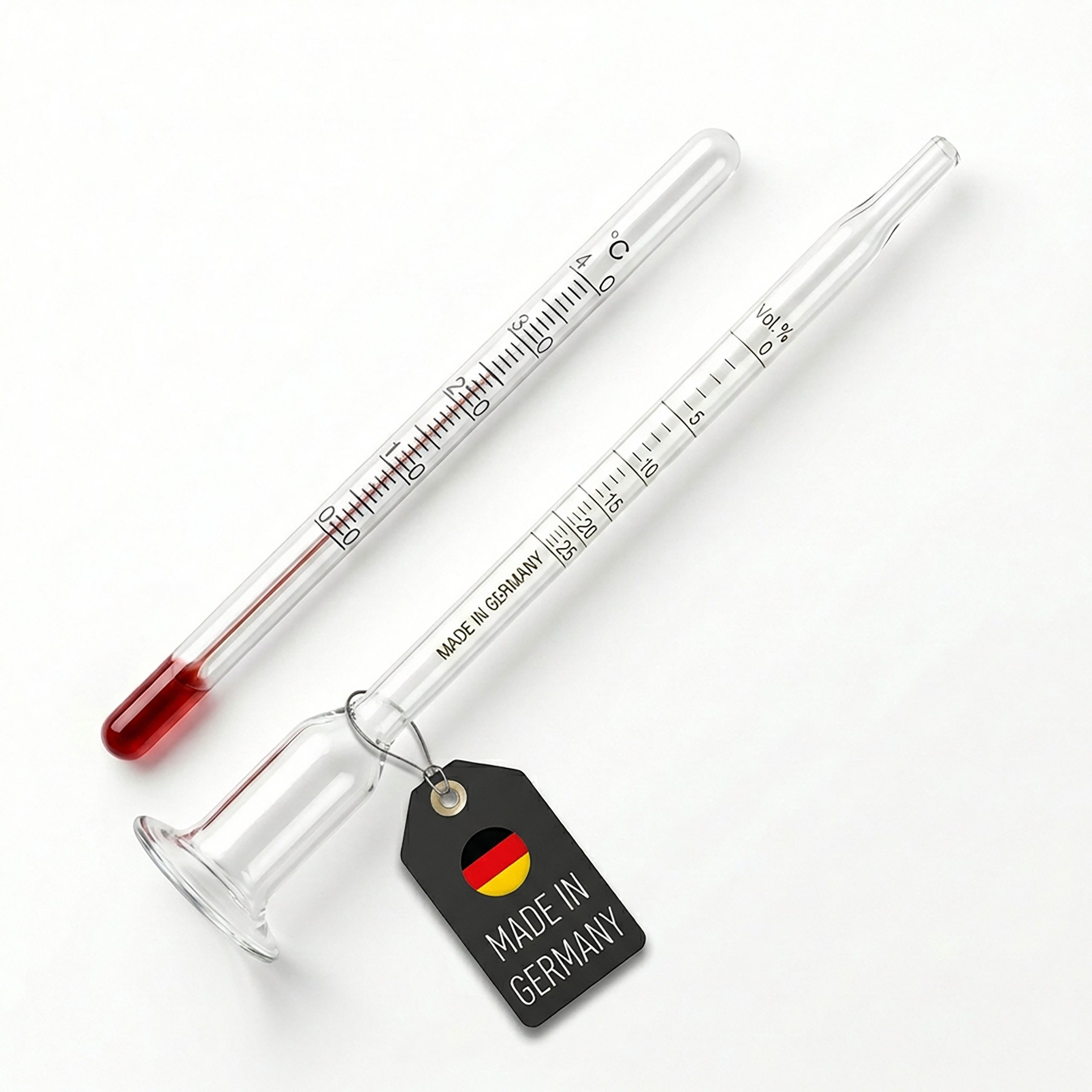 Lantelme Weinthermometer Vinometer Glas Thermometer Set Alkoholgehalt Wein Bier Messgerät, Glasthermometer zur Temperaturmessung, Misst die vol. % von Weinen im Bereich von 0 bis 25 vol. %