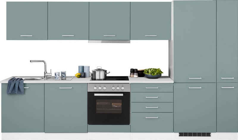 HELD MÖBEL Küchenzeile Visby, mit E-Geräte, 330 cm, inkl. Kühl/Gefrierkombination und Geschirrspüler