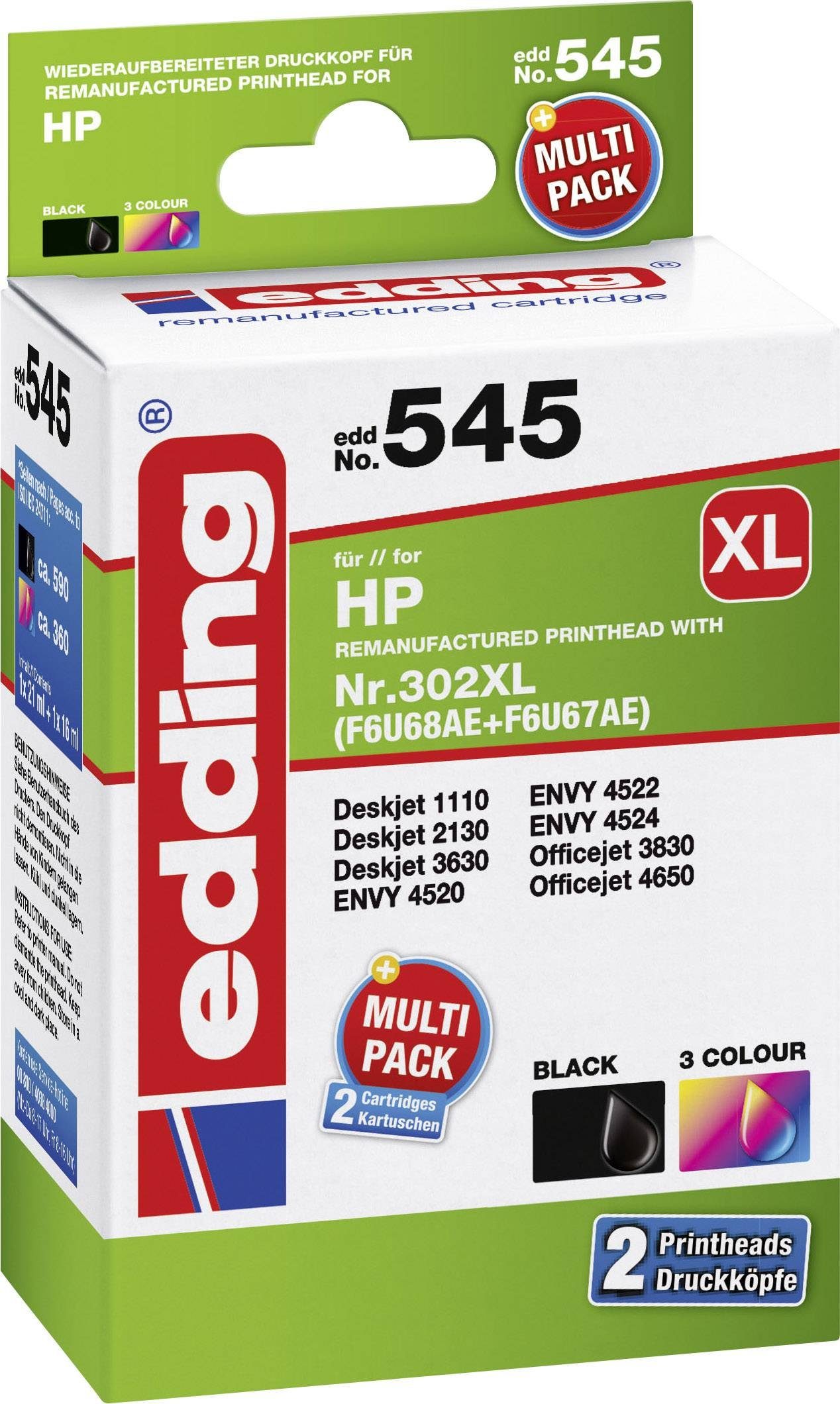 EDDING »Edding Druckerpatronen Kombi-Pack ersetzt HP 302 XL Schwarz + Farbe«  Tintenpatrone online kaufen | OTTO