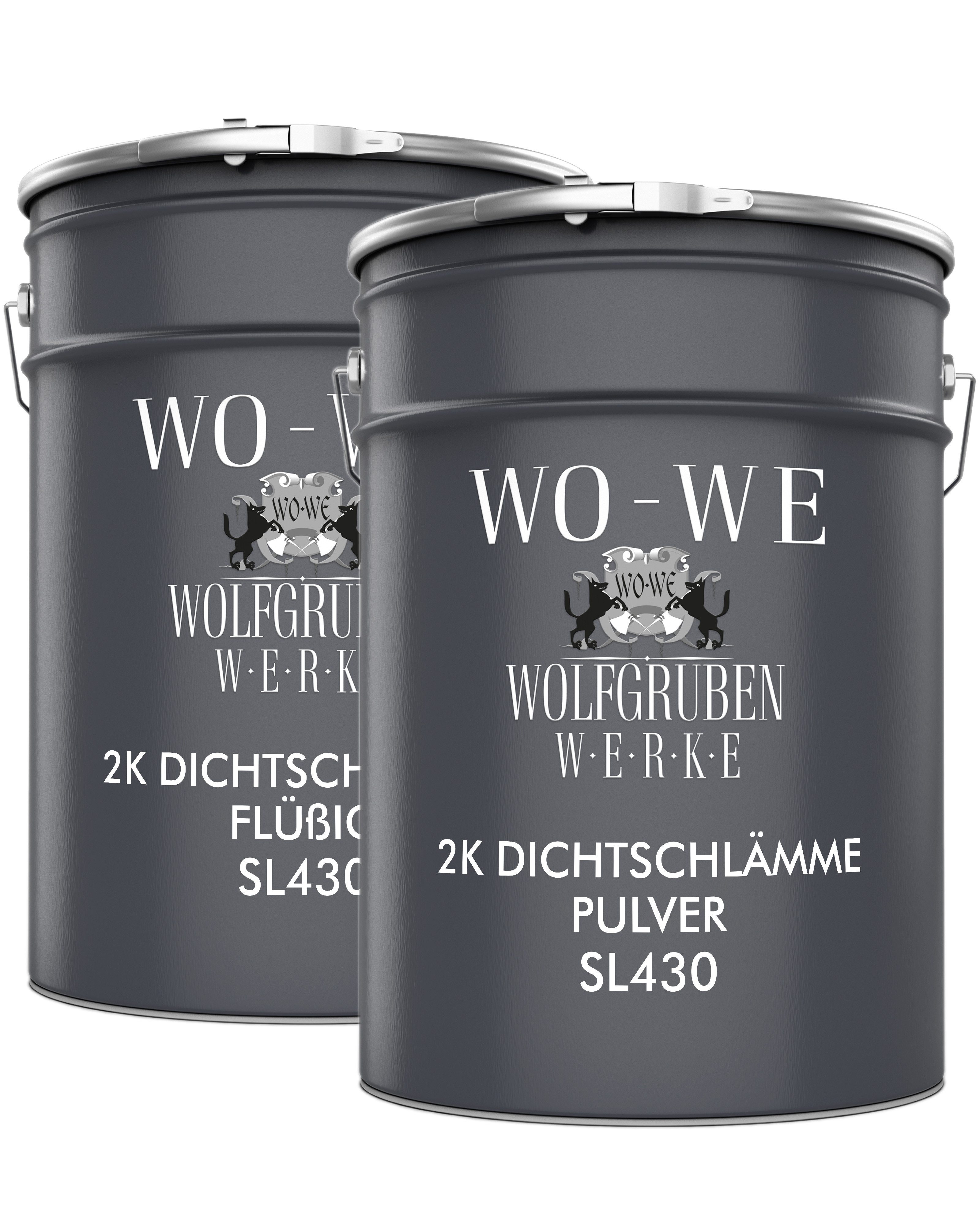 WO-WE Dichtungskitt 2K Dichtschlämme Schwimmbad Abdichten Bodenbeschichtung SL430, Zum Anrühren, (Set), 5-20Kg, Grau