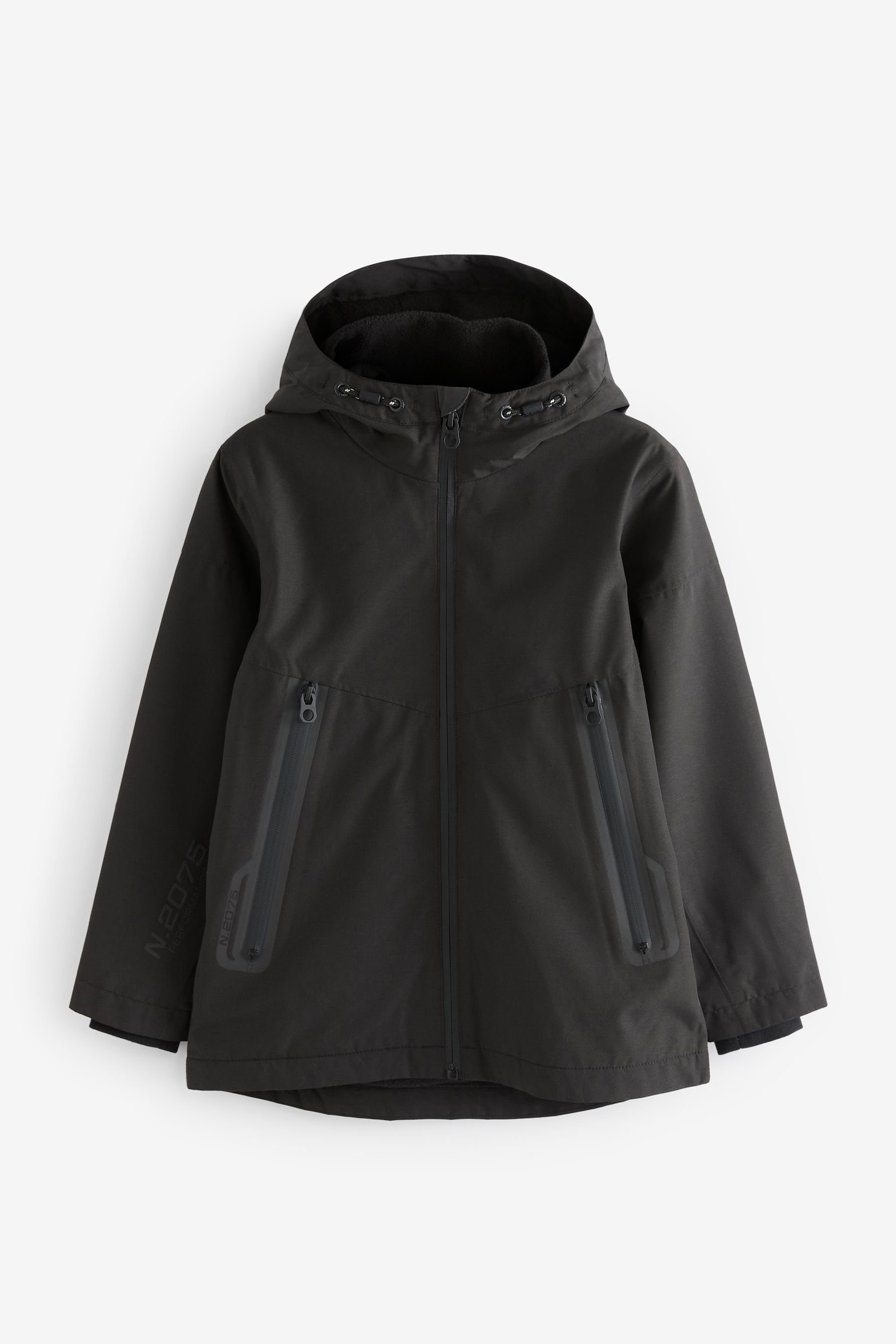 Next Regenjacke Wasserfester Mantel mit Fleece-Futter (1-St) Black