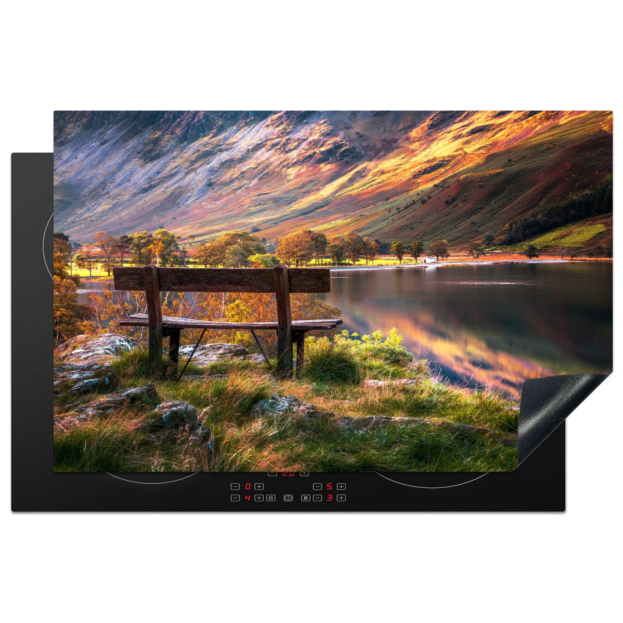 MuchoWow Herdblende-/Abdeckplatte Sonnenaufgang am Lake District, Vinyl, (1 tlg), 81x52 cm, Induktionskochfeld Schutz für die küche, Ceranfeldabdeckung