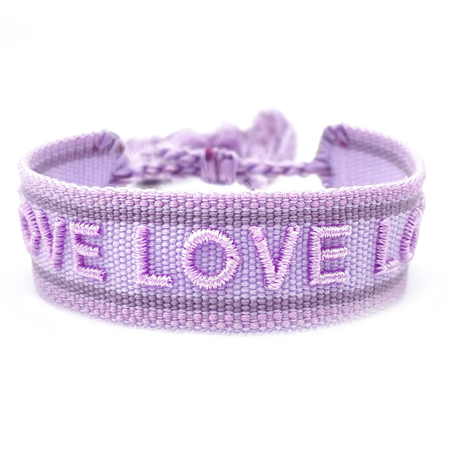 LS-LebenStil Armband Canvas Statement Armband Love Lila Flieder Quasten bestickt Webarmband (Baumwollarmband Webarmband Armbandliebe Freundschaftsarmband Freund – Bild 2 von 5