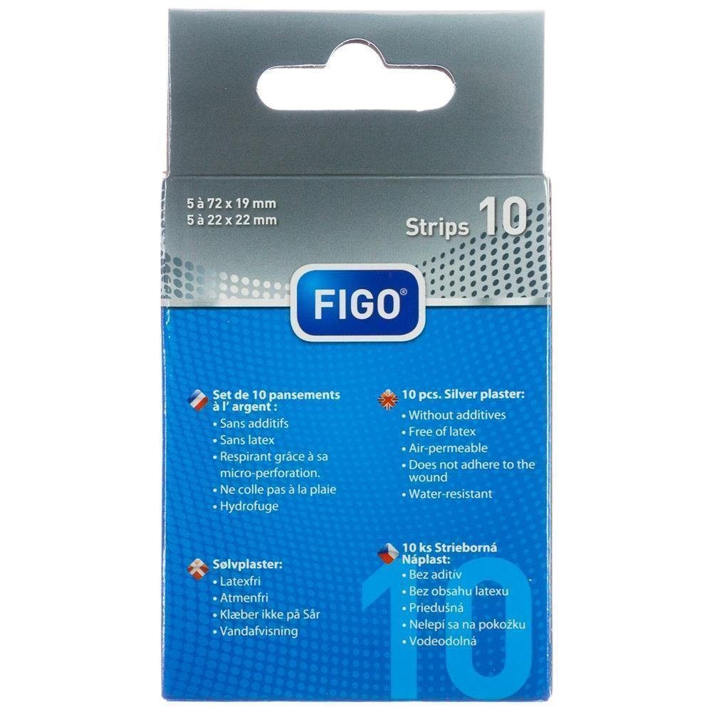 FIGO Wundpflaster Silberpflaster 10 Stück - Wundschutz 72x19mm 72x22mm (Set, 10 St., Silberpflaster), Hypoallergen Hautfreundlich Pflaster Pflasterstrips Atmungsaktiv