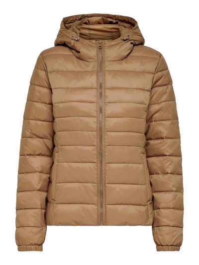 ONLY Blouson Leichte Slim Steppjacke ONLTAHOE Herbst Übergangsjacke mit Kapuze 3761 in Hellbraun