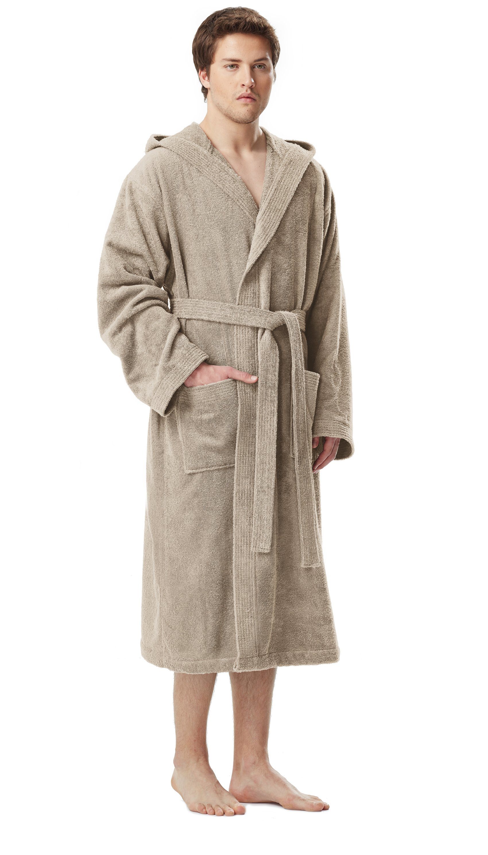Arus Herrenbademantel Pacific, waden lang, mit Kapuze, 100% Baumwolle, für günstig online kaufen